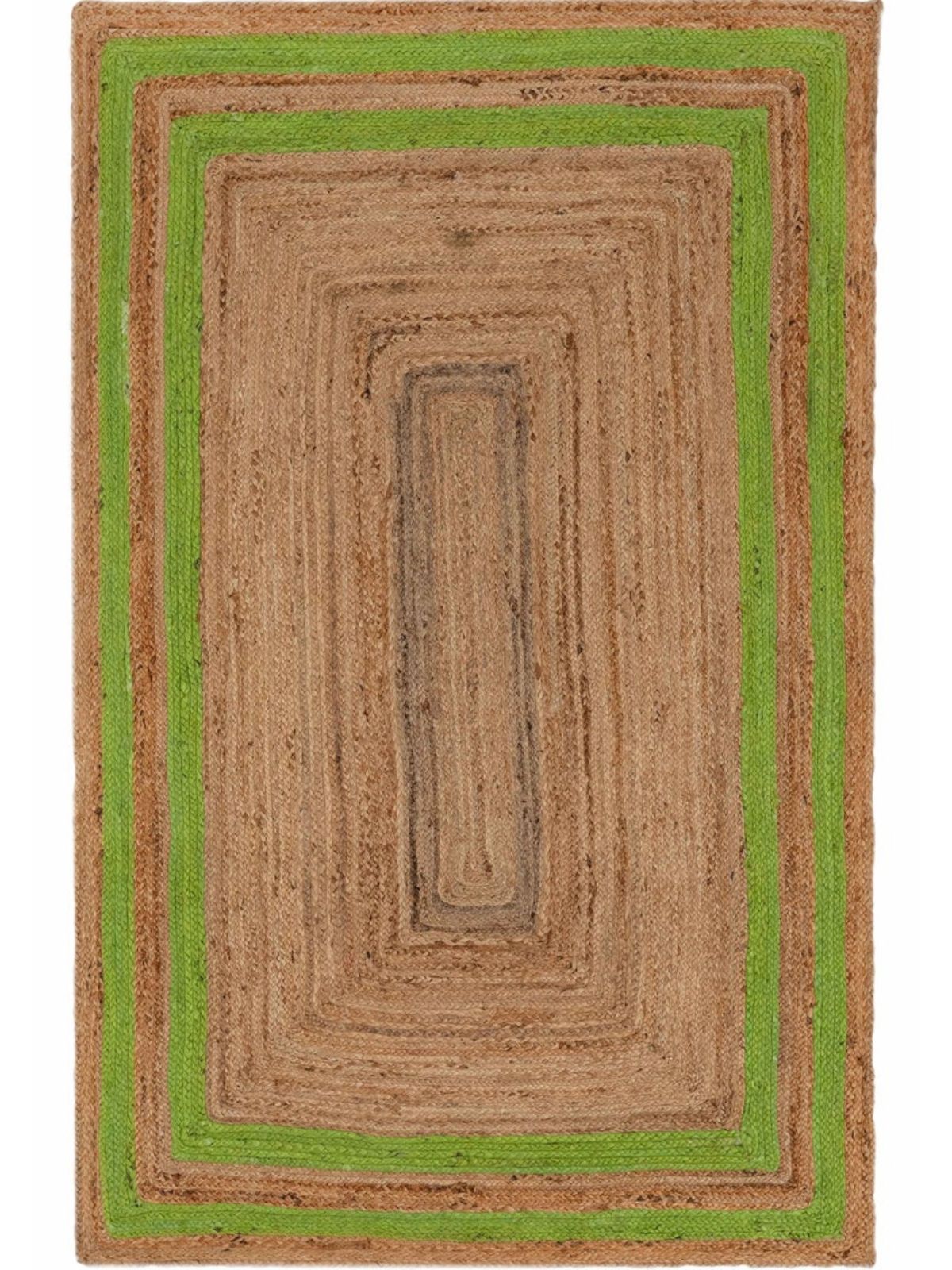 Niamey double border jute braided area rug-Green_1