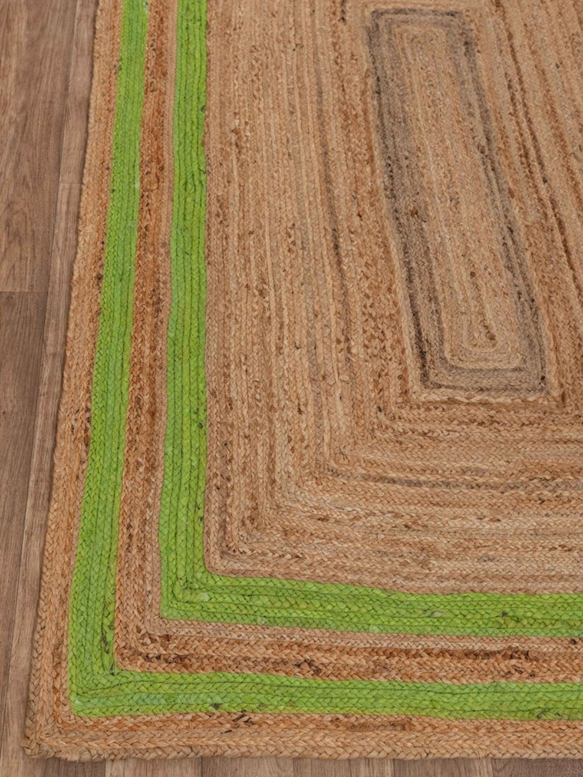 Niamey double border jute braided area rug-Green_2