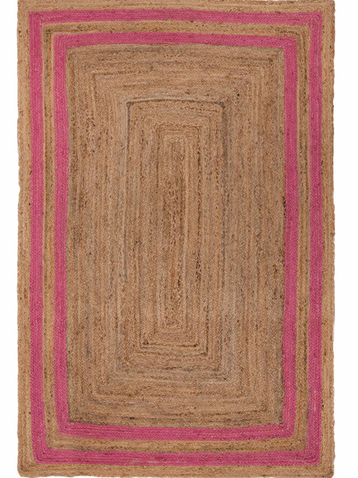 Niamey double border jute braided area rug-Pink_1
