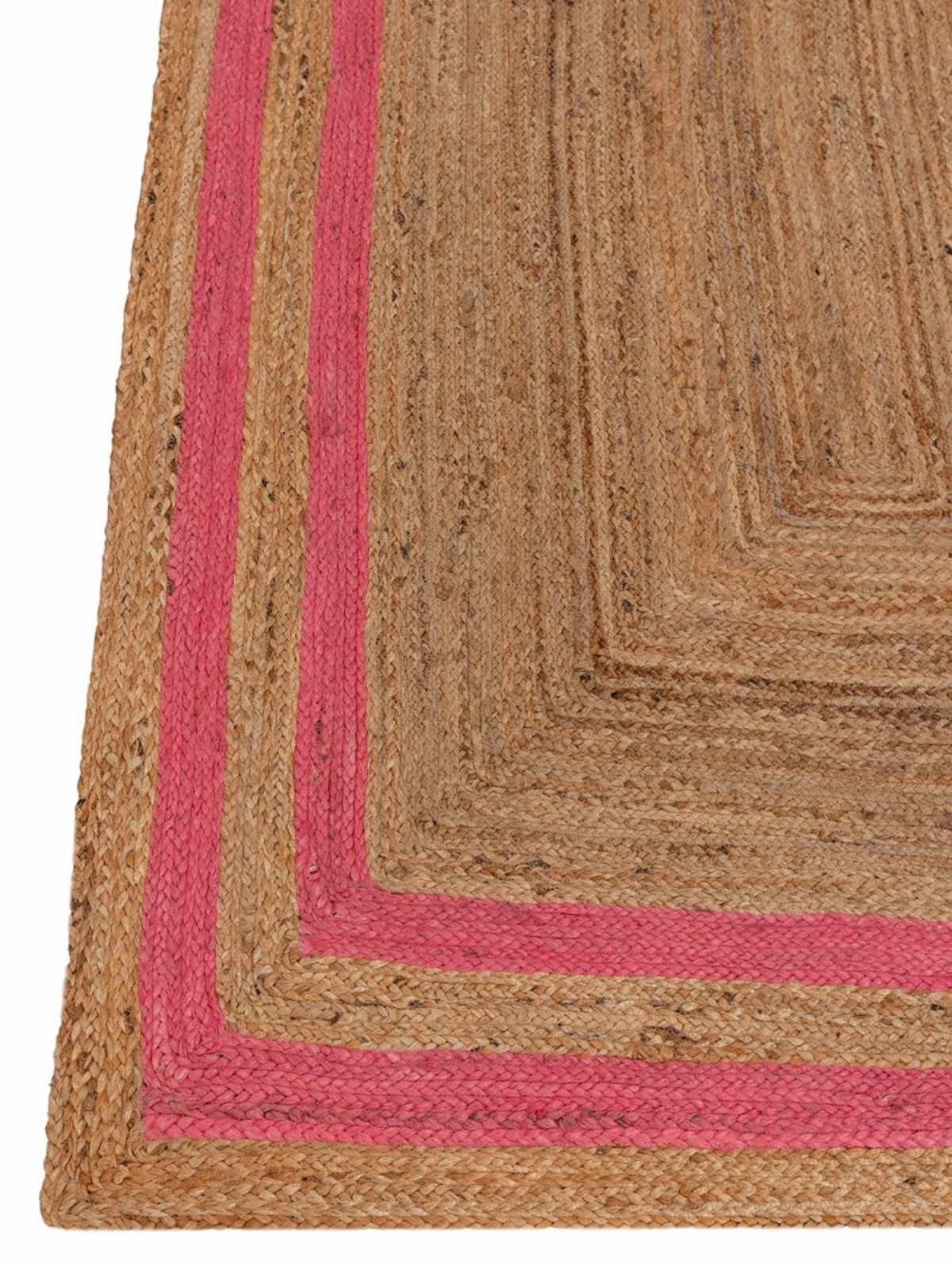 Niamey double border jute braided area rug-Pink_2