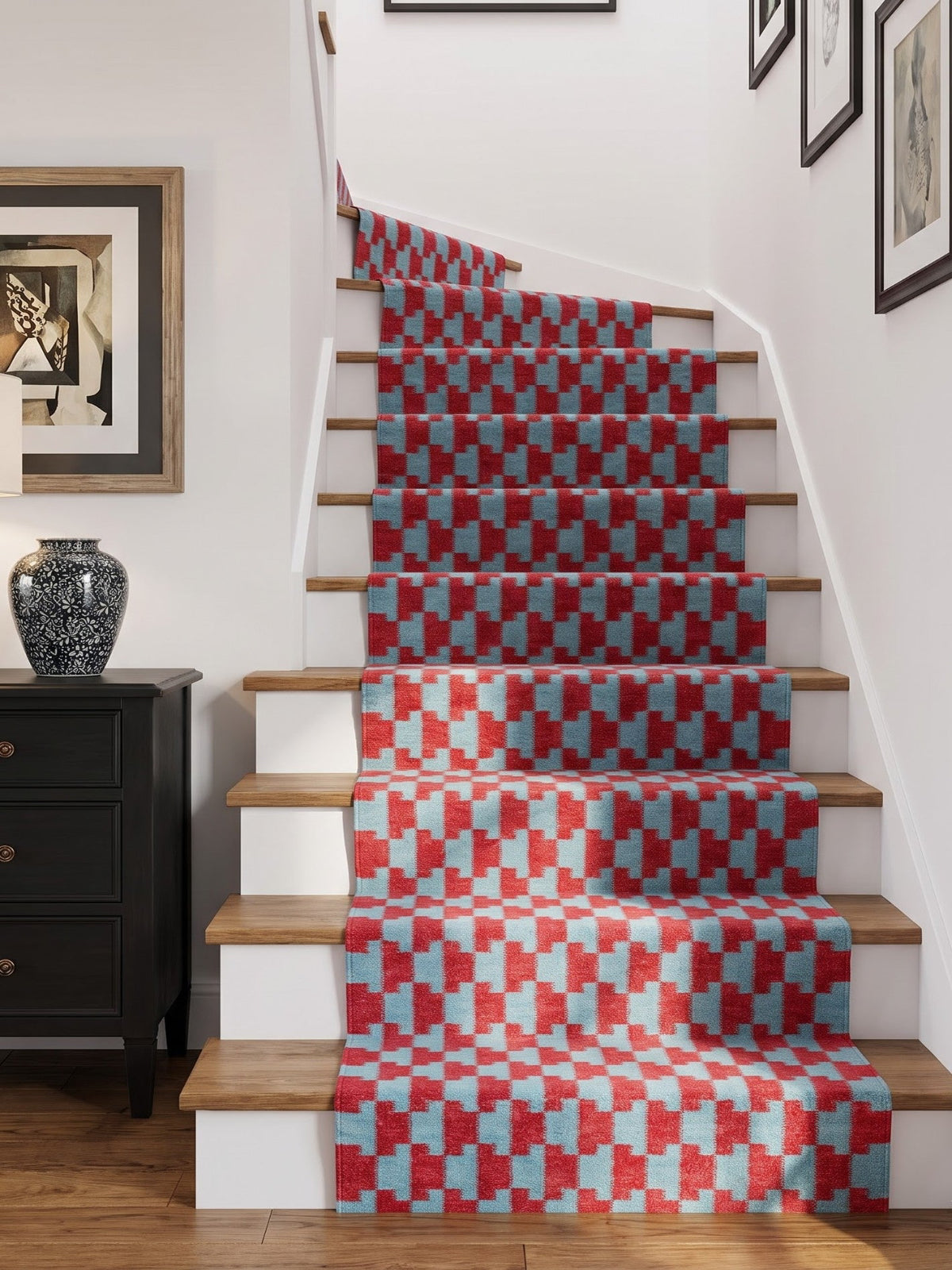 The Woven Lattice Runner - Cobalt & Coral