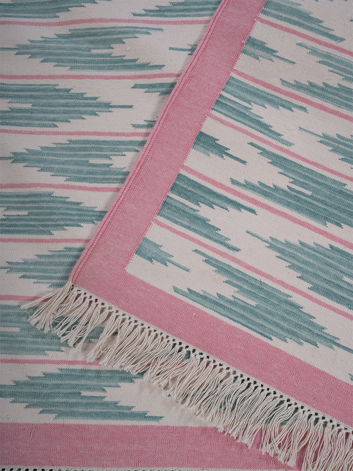 Aqua Ikat Flatweave Rug
