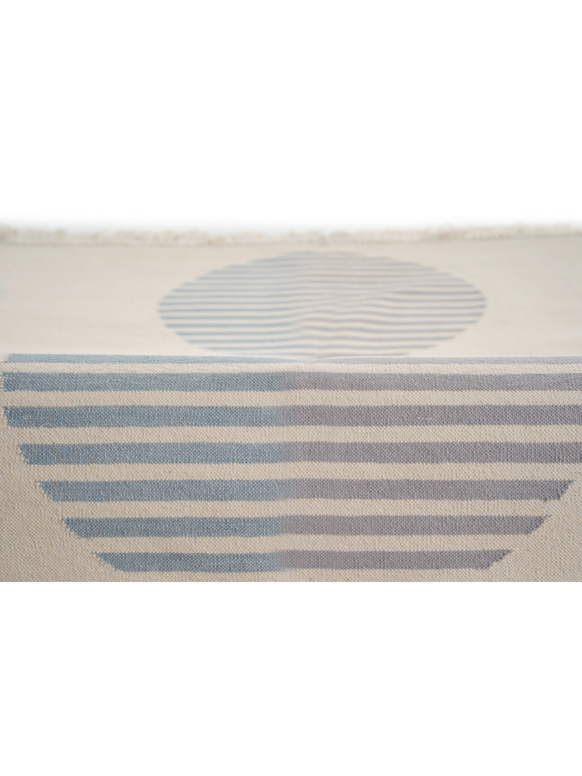 Striped Circles Reversible Handwoven Cotton Rug