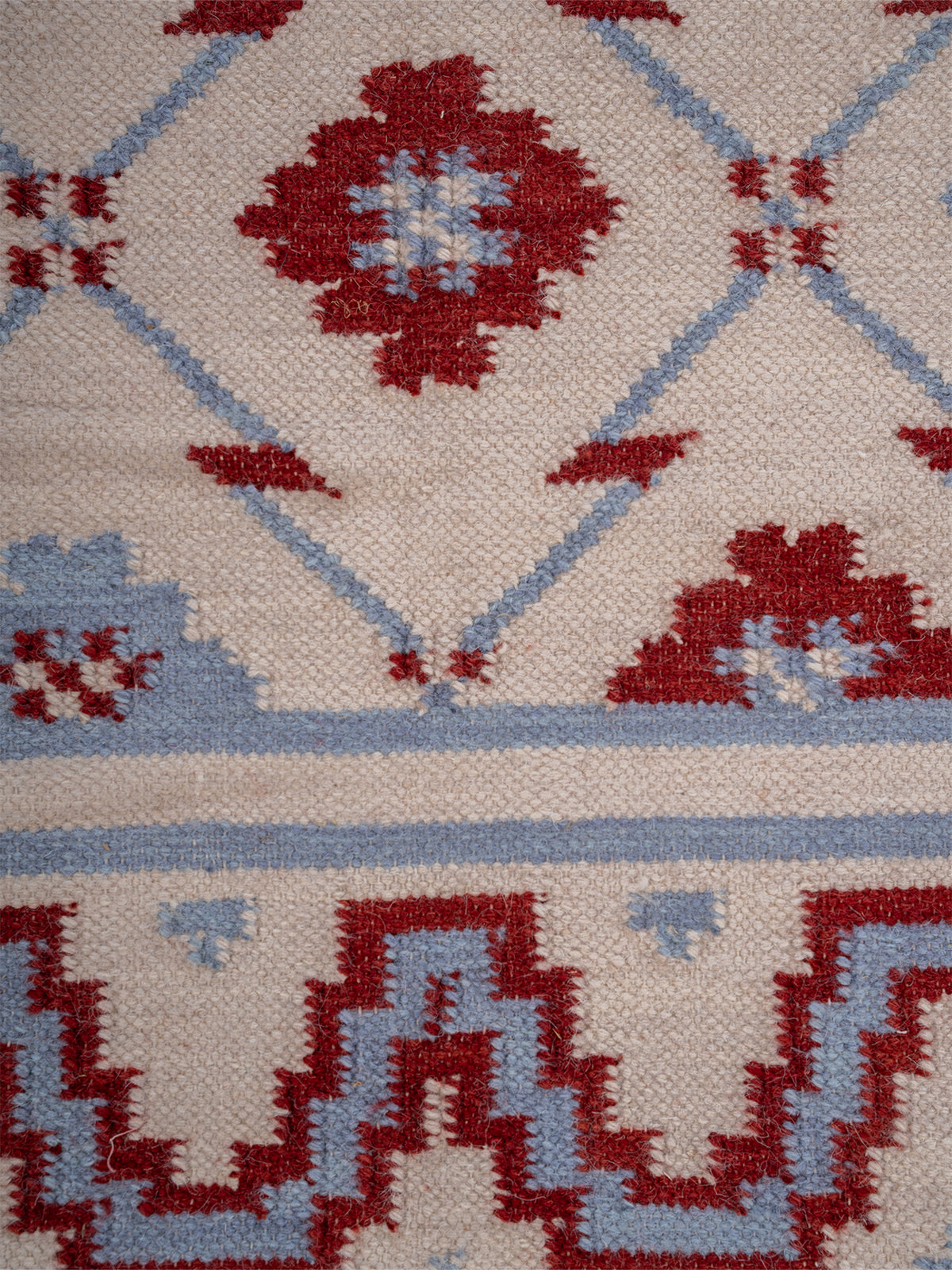 Crimson Lattice Flatweave Rug