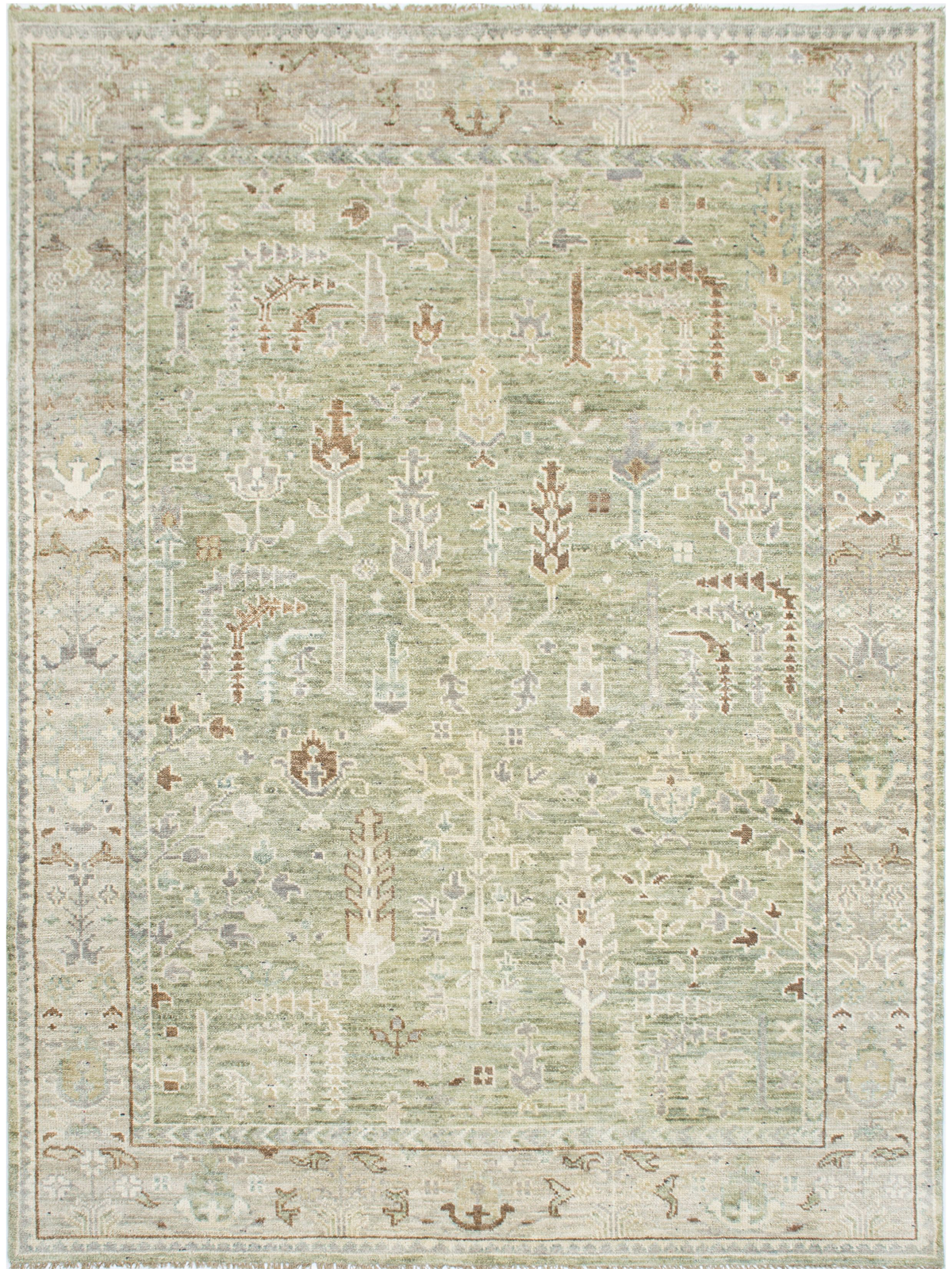 Persian Garden Wool Rug - Willow Green