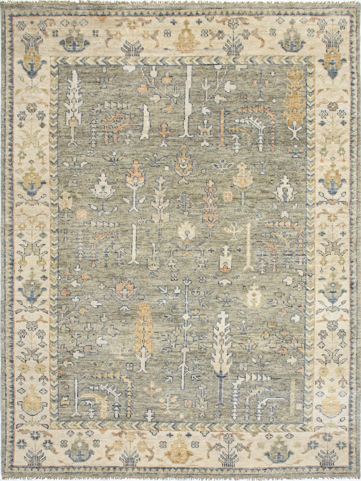 Persian Garden Wool Rug - Olive Slate