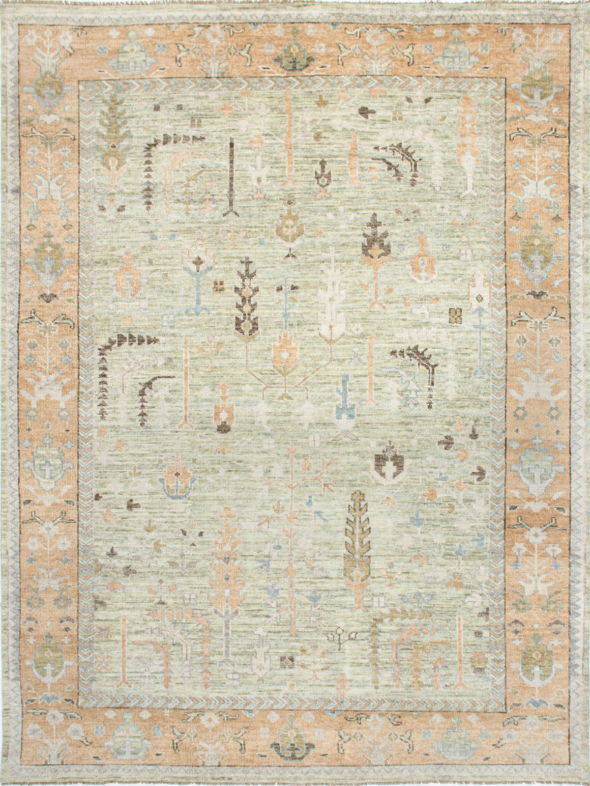 Persian Garden Wool Rug - Sage & Terracotta