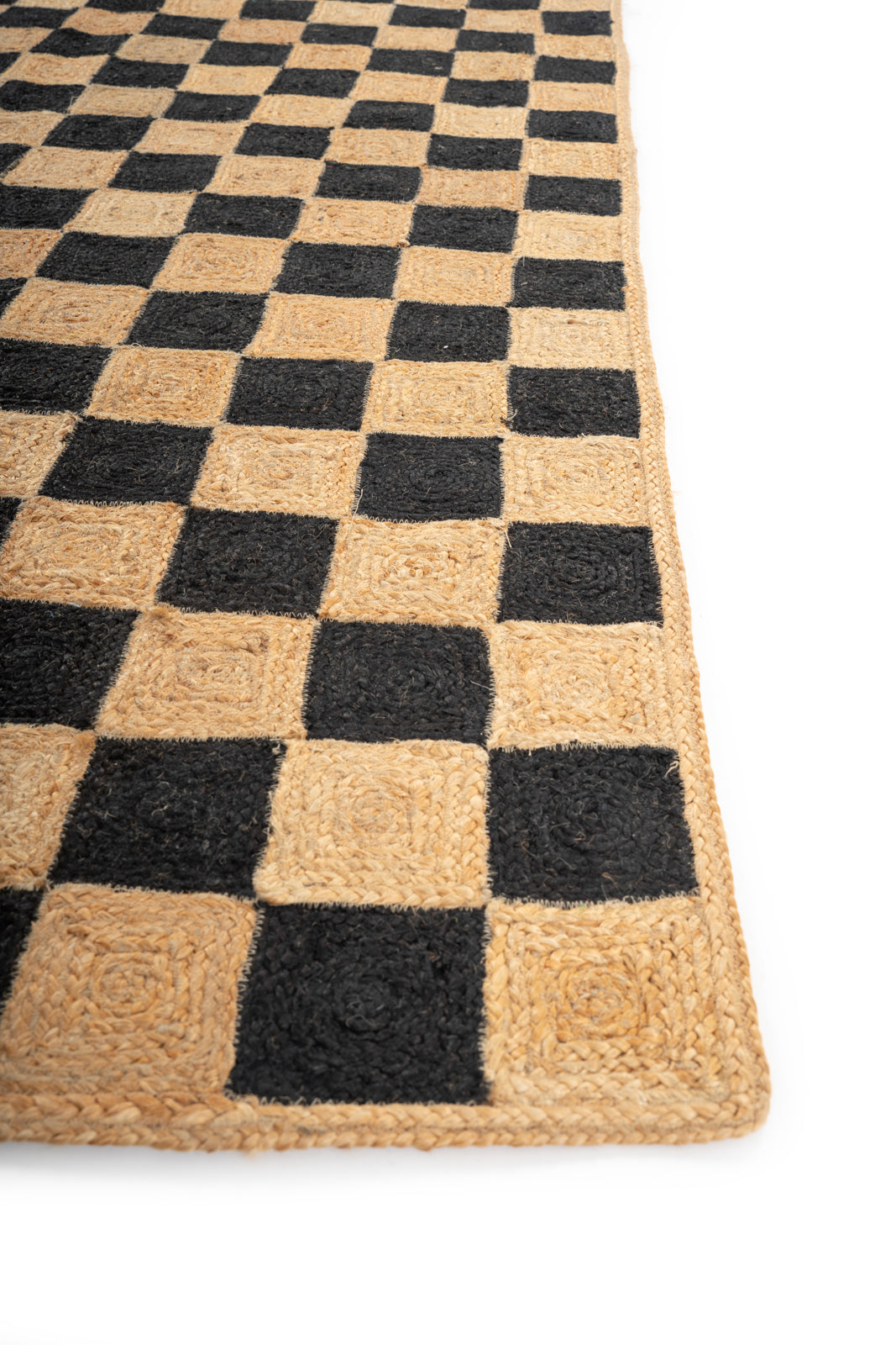 Windsor checkered Jute rug-Jet Black - additional product view showing the jute rug