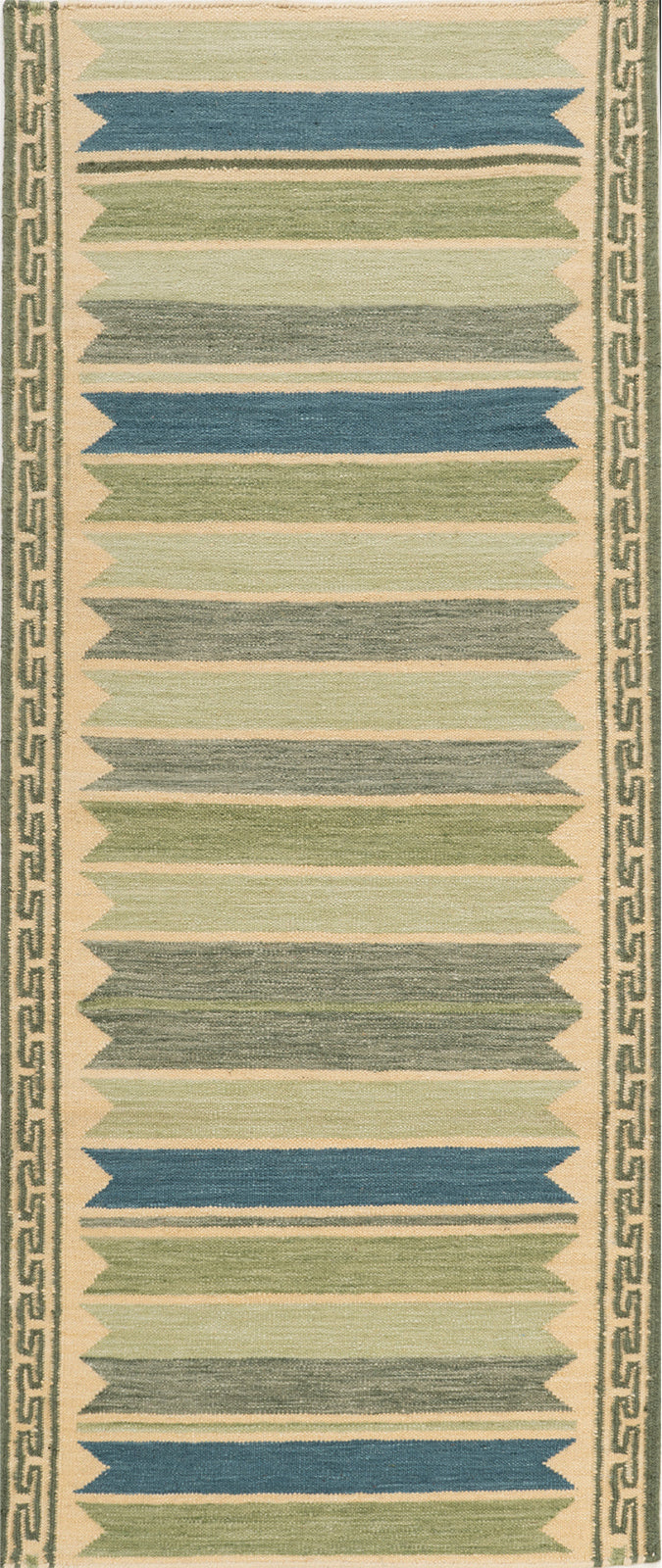 Aegean Block Border Runner in wool