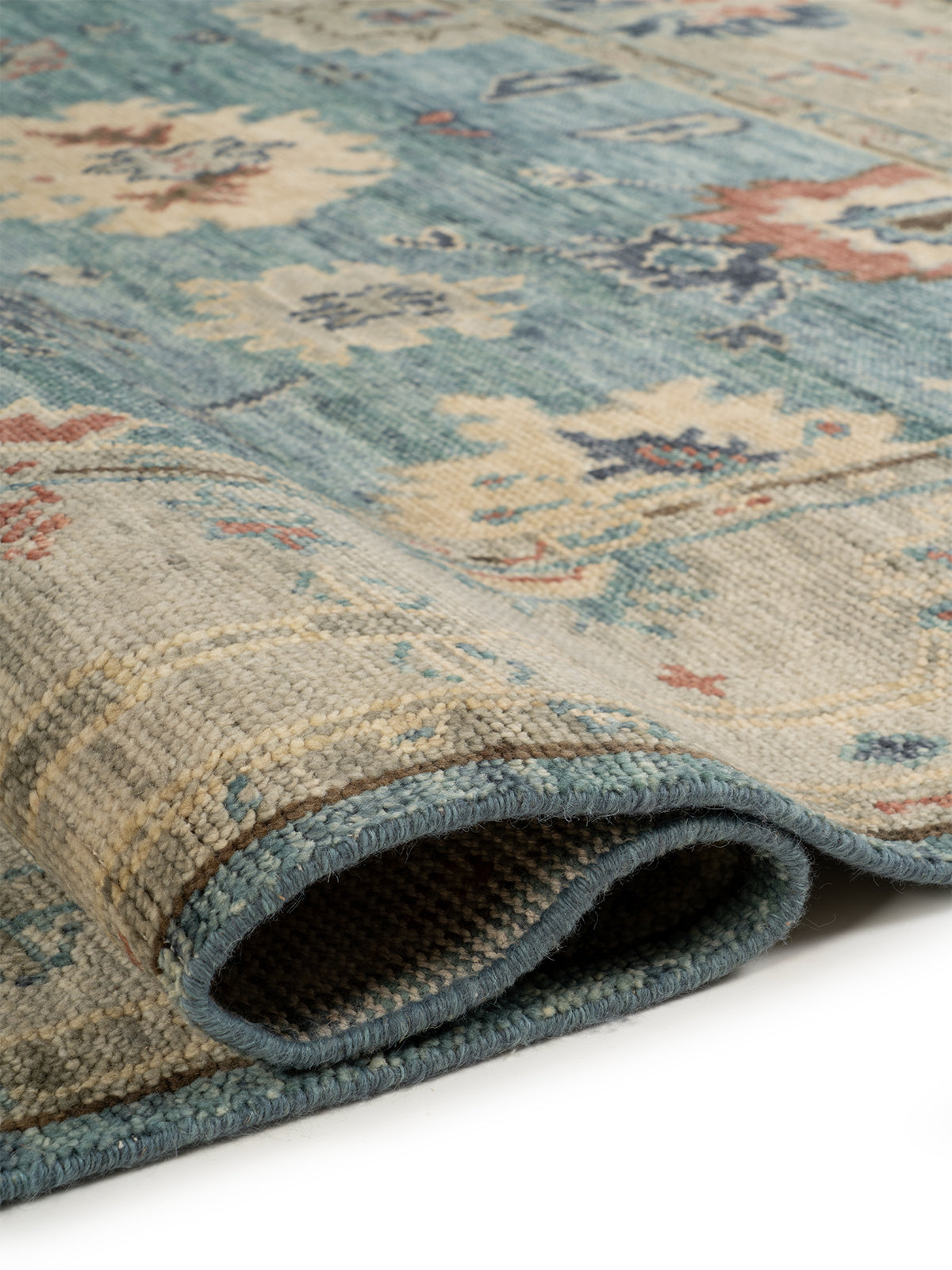 Aegean Medallion Wool Rug - additional product view showing the handspun wool rug