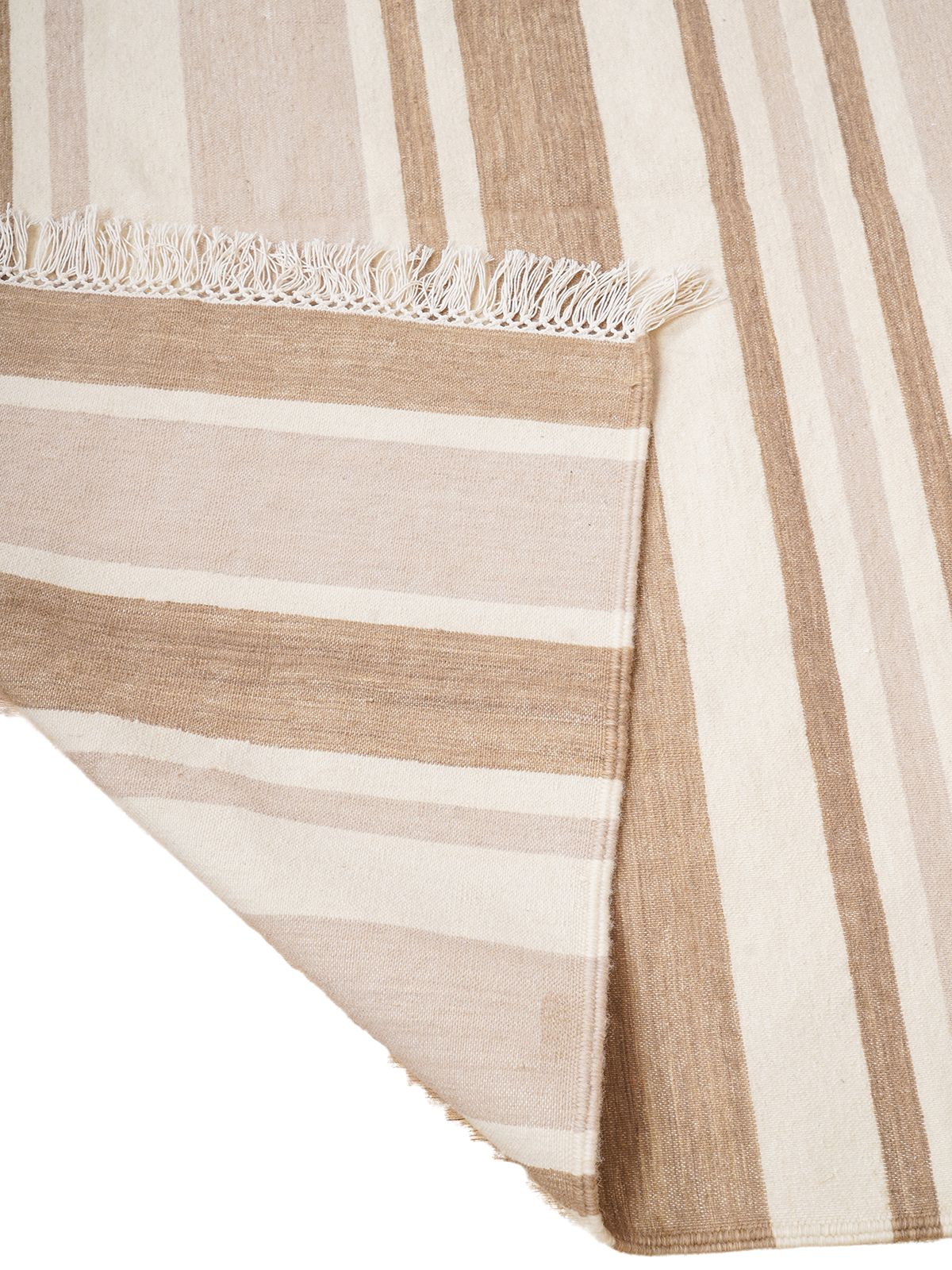 Amber Arpeggio Flatweave Rug detail of the striped cotton surface and edge finishing