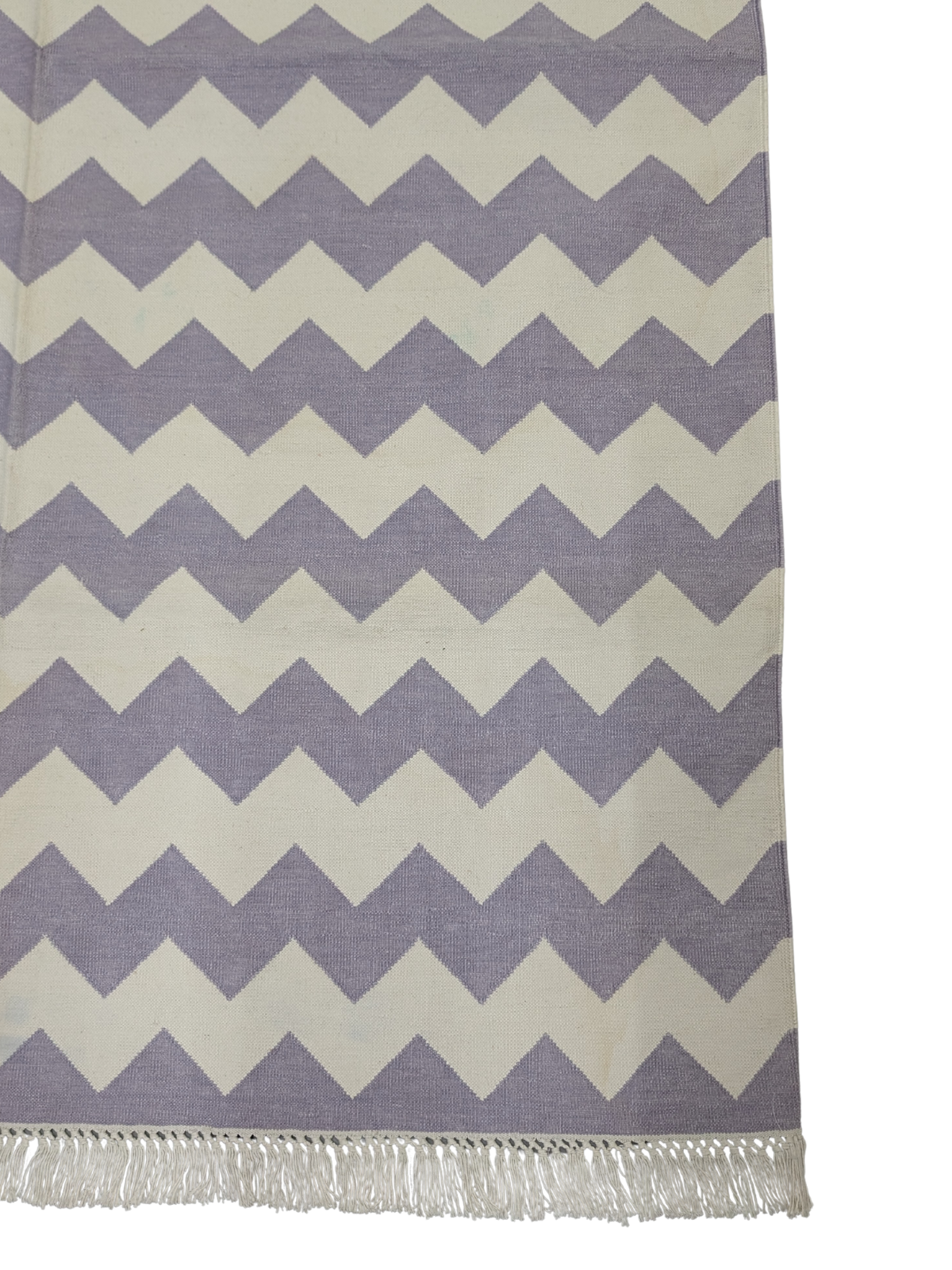 Amethyst Zigzag Cotton Rug-Purple cotton rug styled in a living room interior