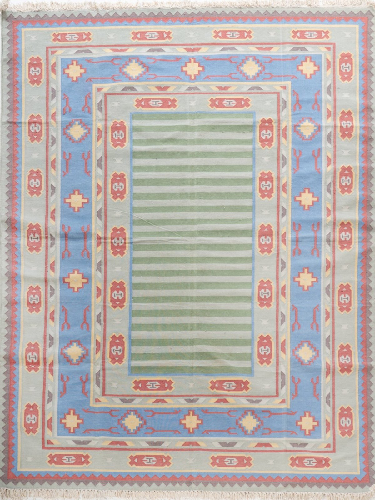 Amritsar Elegance Vintage Dhurrie Rug cotton rug in multicoloured tones