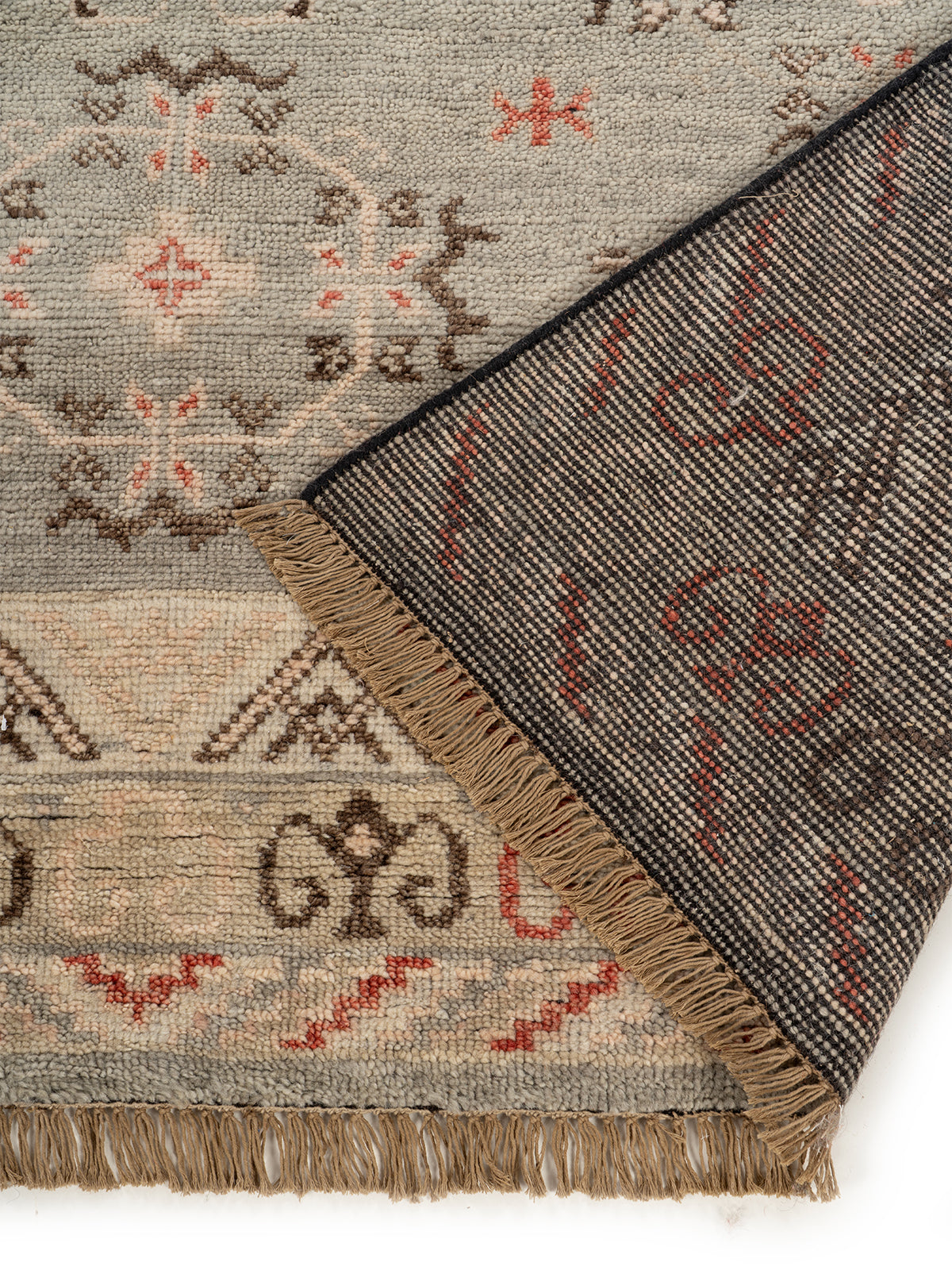 Anatolian Sky Wool Rug detail of the traditional motif in handspun wool