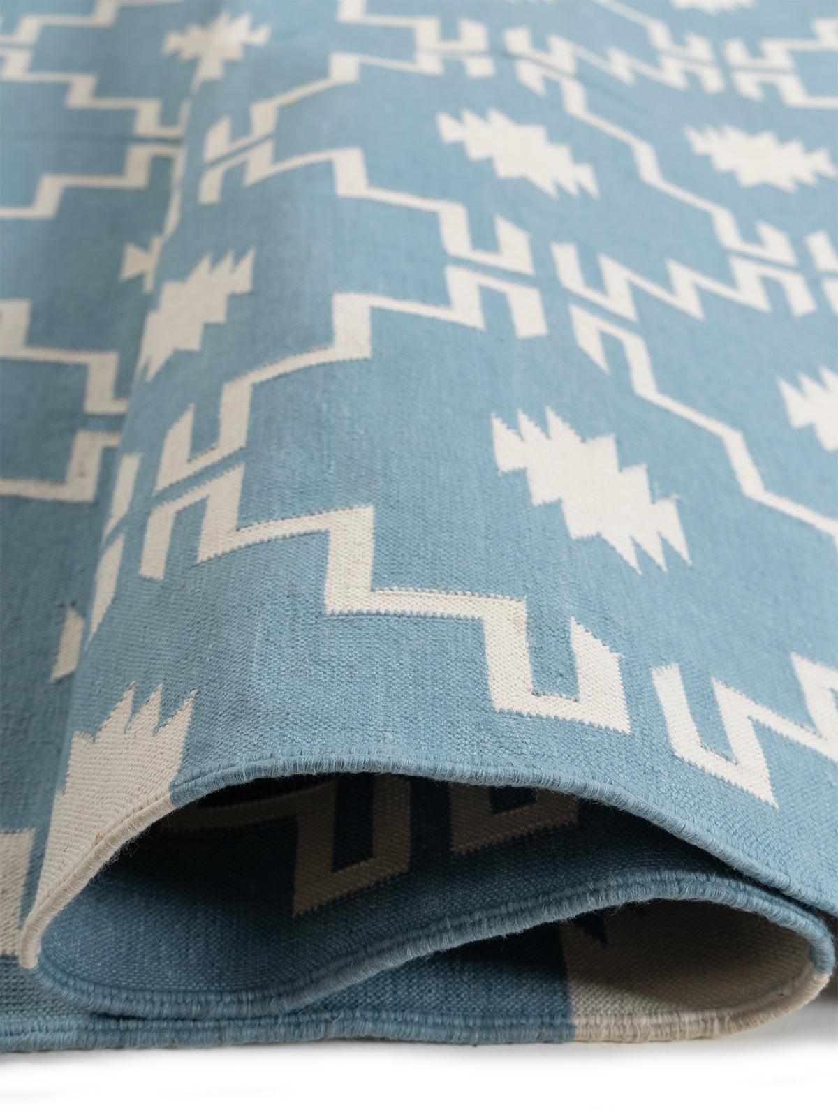 Arctic Echo Rug-Blue - additional product view showing the cotton rug