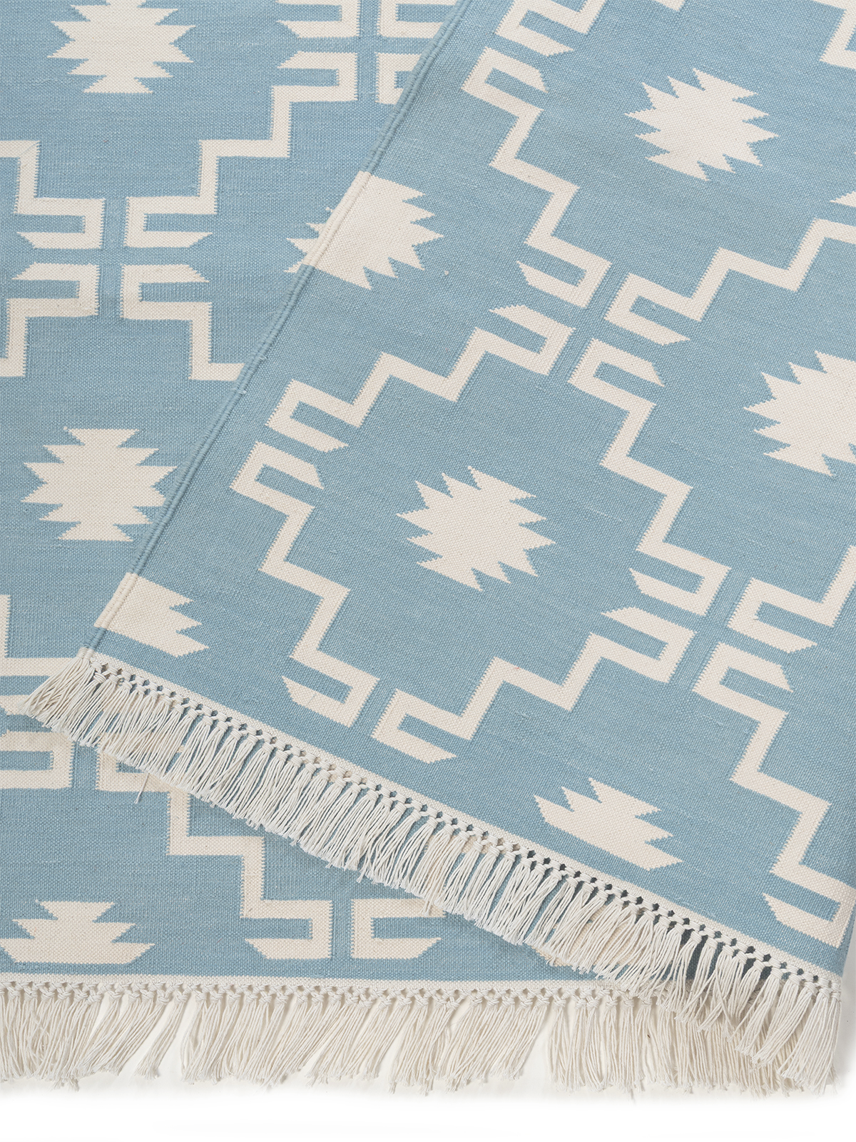Arctic Echo Rug detail of the geometric pattern in cotton