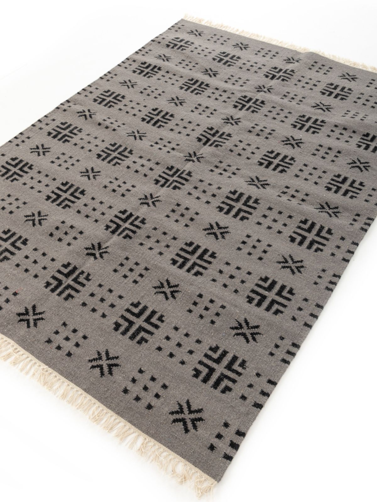 Arrow Dot Weave Rug - texture detail showing cotton surface