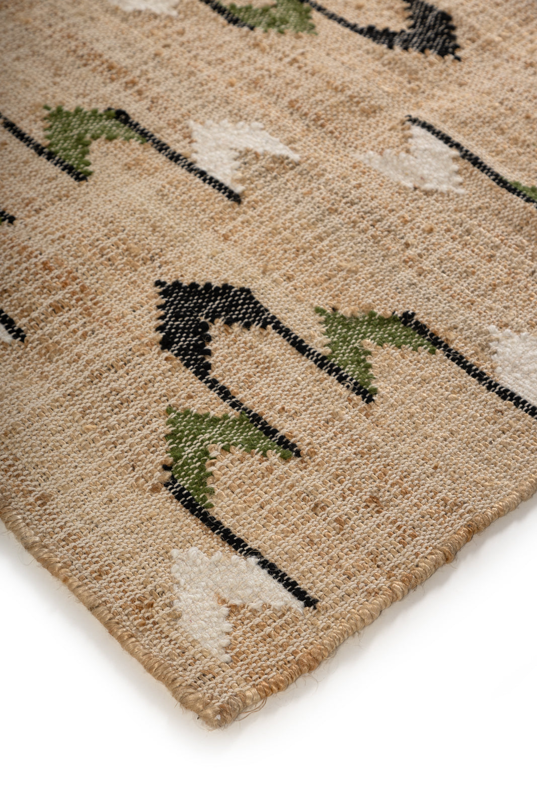 Arrowwood close-up showing the wool weave and geometric motif