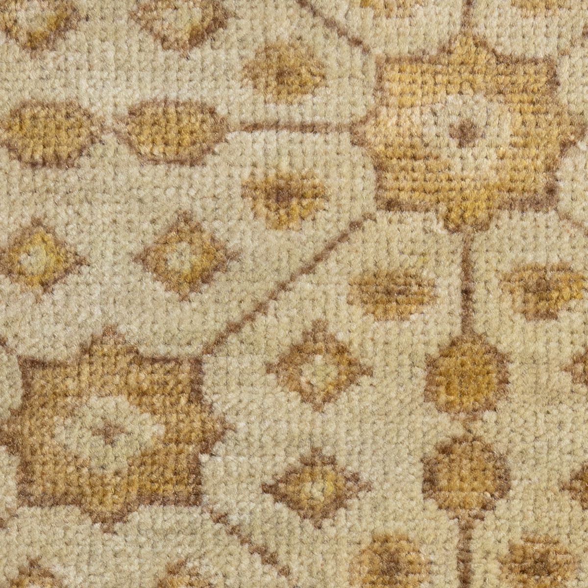 Artisan's Trace : Golden Saffron close-up showing the wool weave and traditional motif