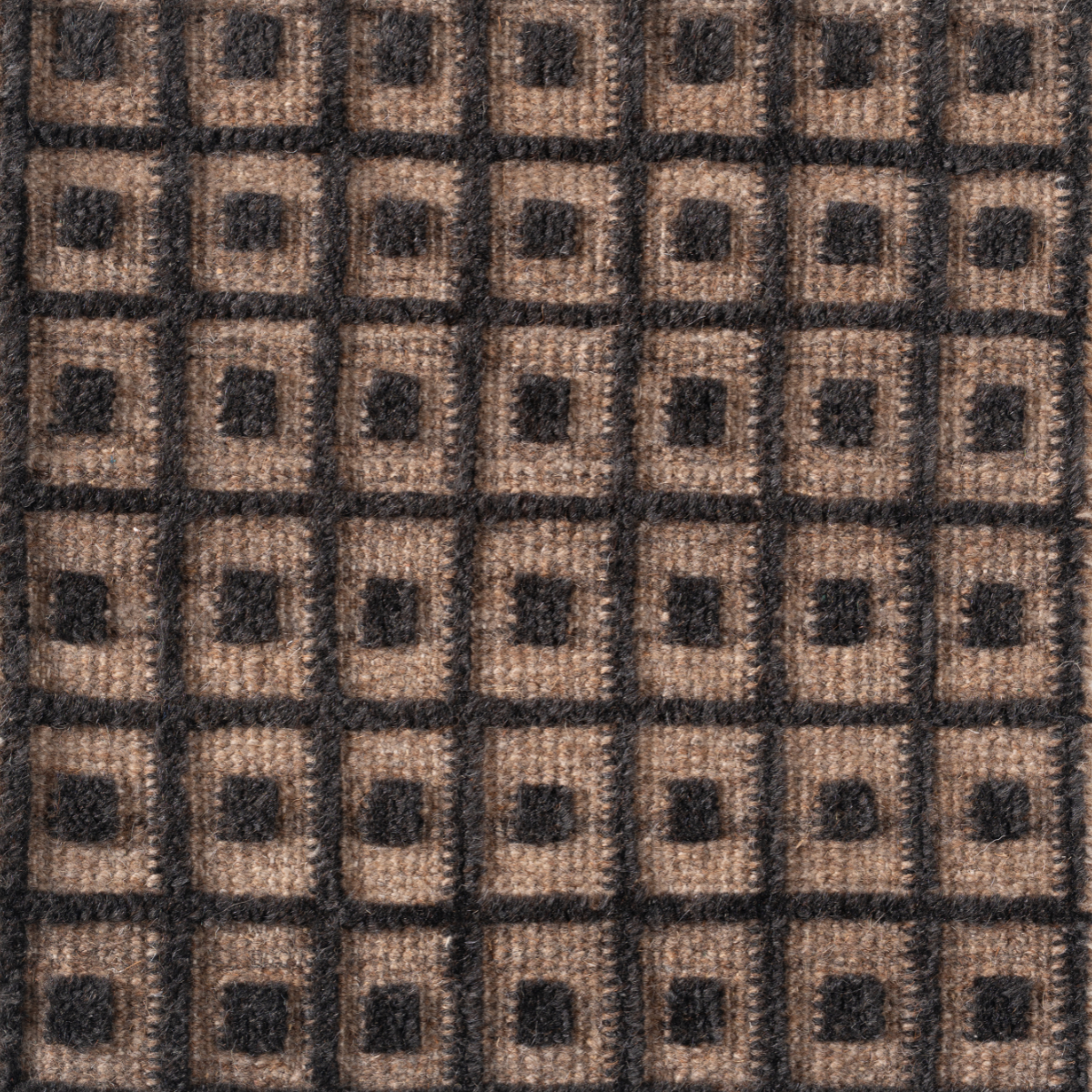 Artisan's Trace : Heritage Frame wool rug in brown tones, overhead view