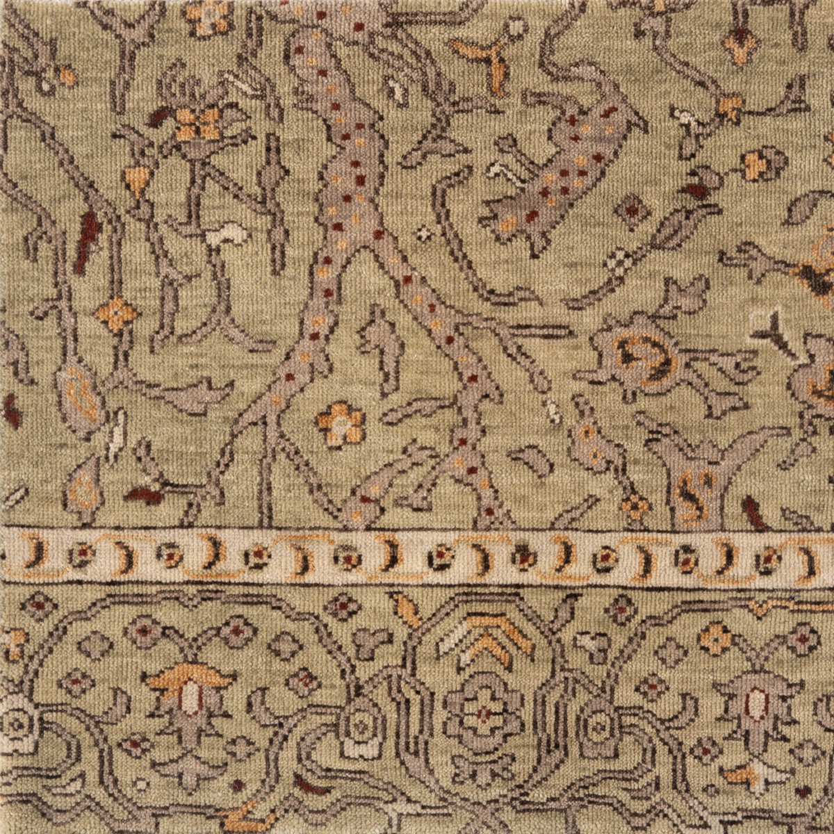 Artisan's Trace : Wild Sage Filigree wool rug in green tones, overhead view