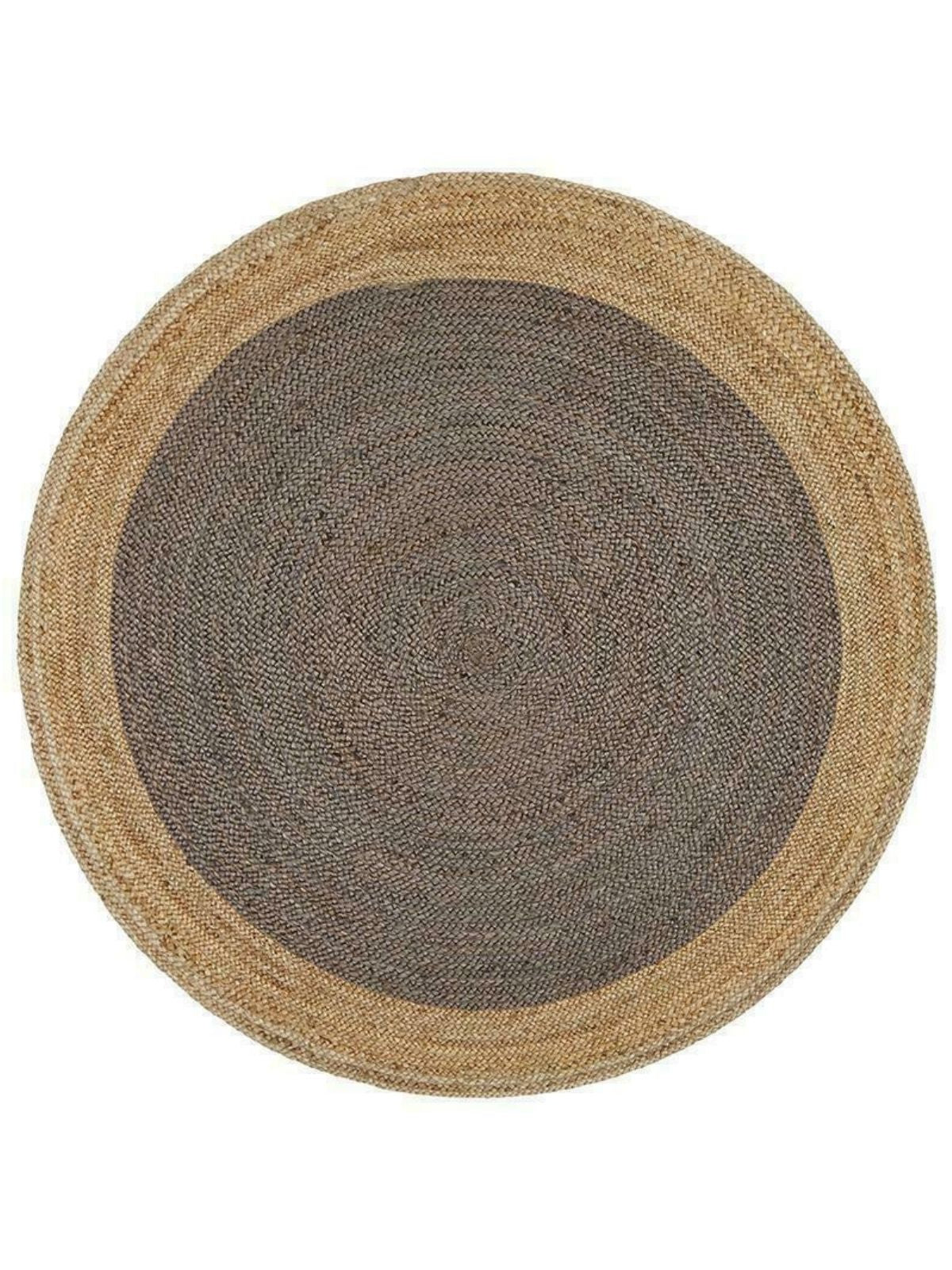 Asmara bordered round rug-Grey cotton rug in grey tones