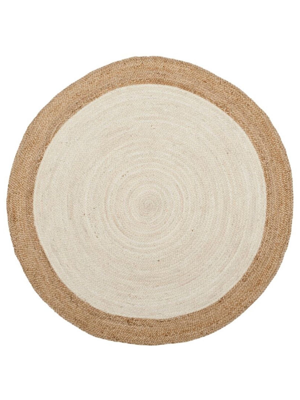 Asmara bordered round rug-Off White cotton rug in neutral tones