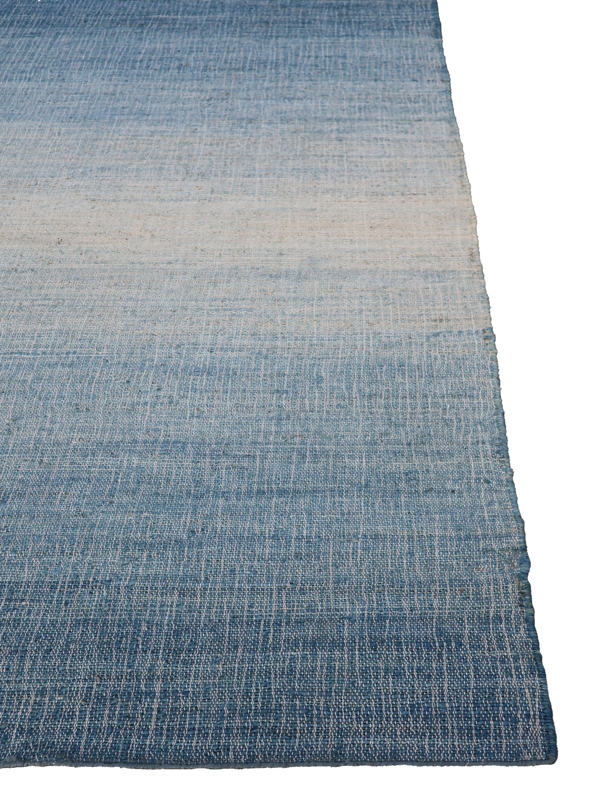 Aurora Cotton Jute Rug-Blue close-up weave detail showing the cotton-jute surface