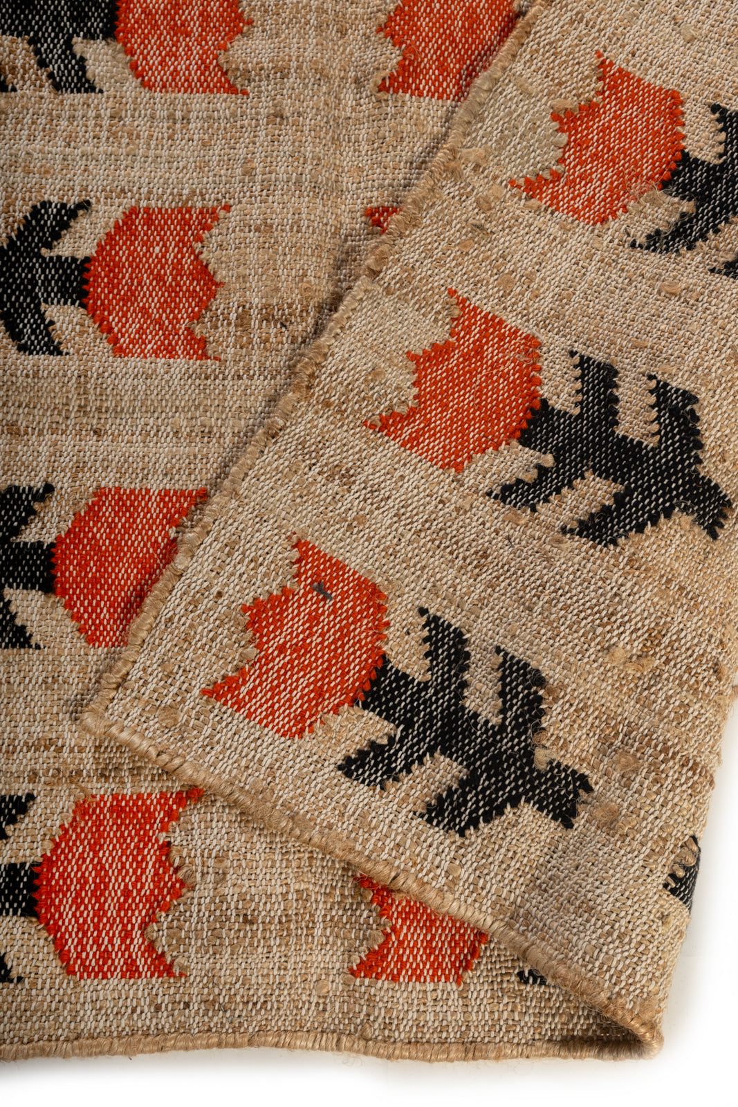 Autumn Bloom detail of the floral motif in wool cut pile