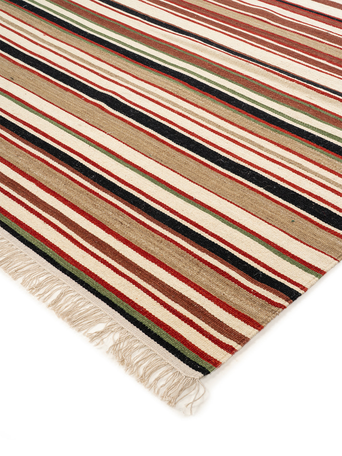 Autumnal Stripe Wool Rug close-up showing the wool weave and striped pattern