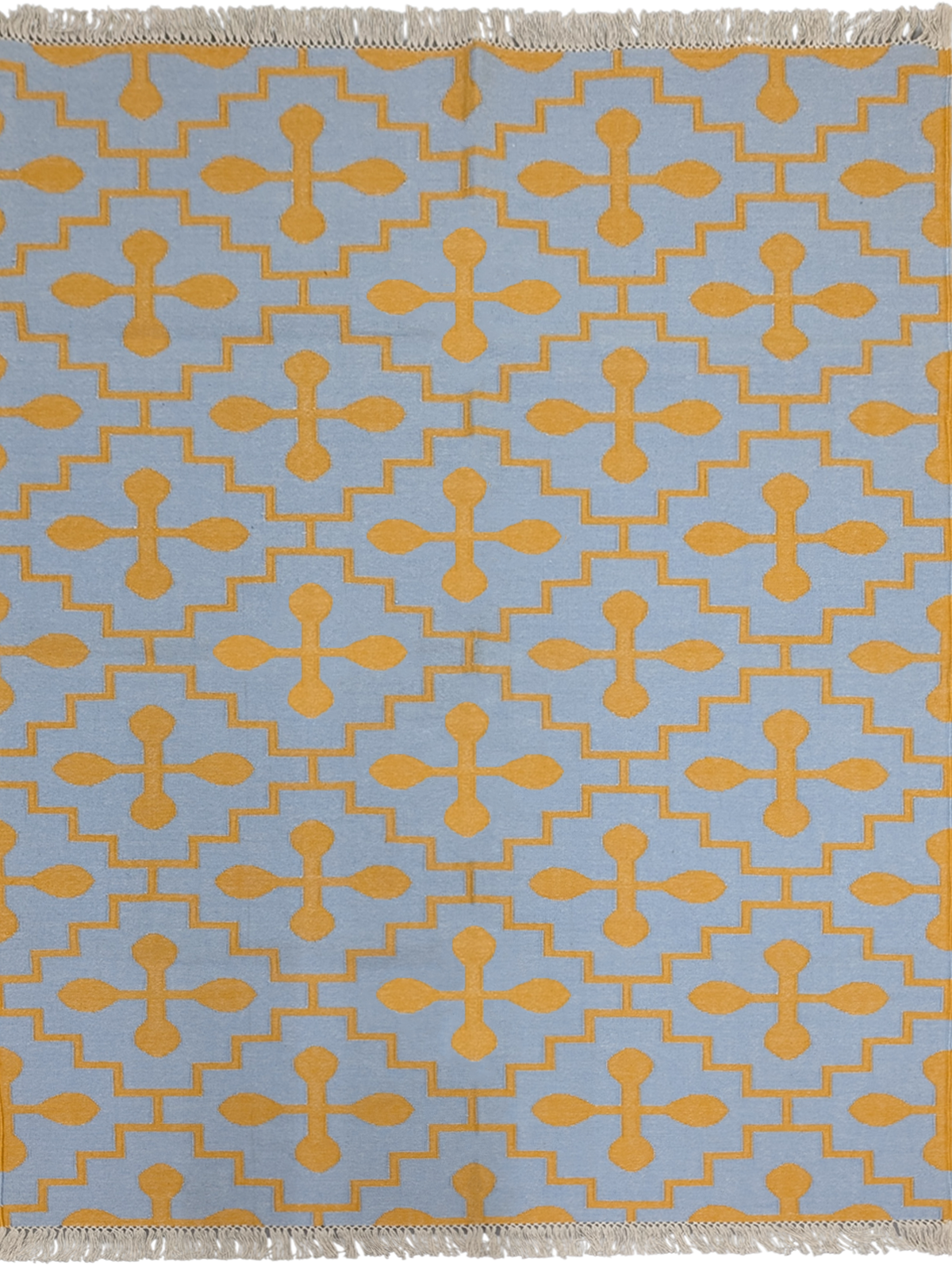 Azure Bloom Flatweave Rug cotton rug in blue tones