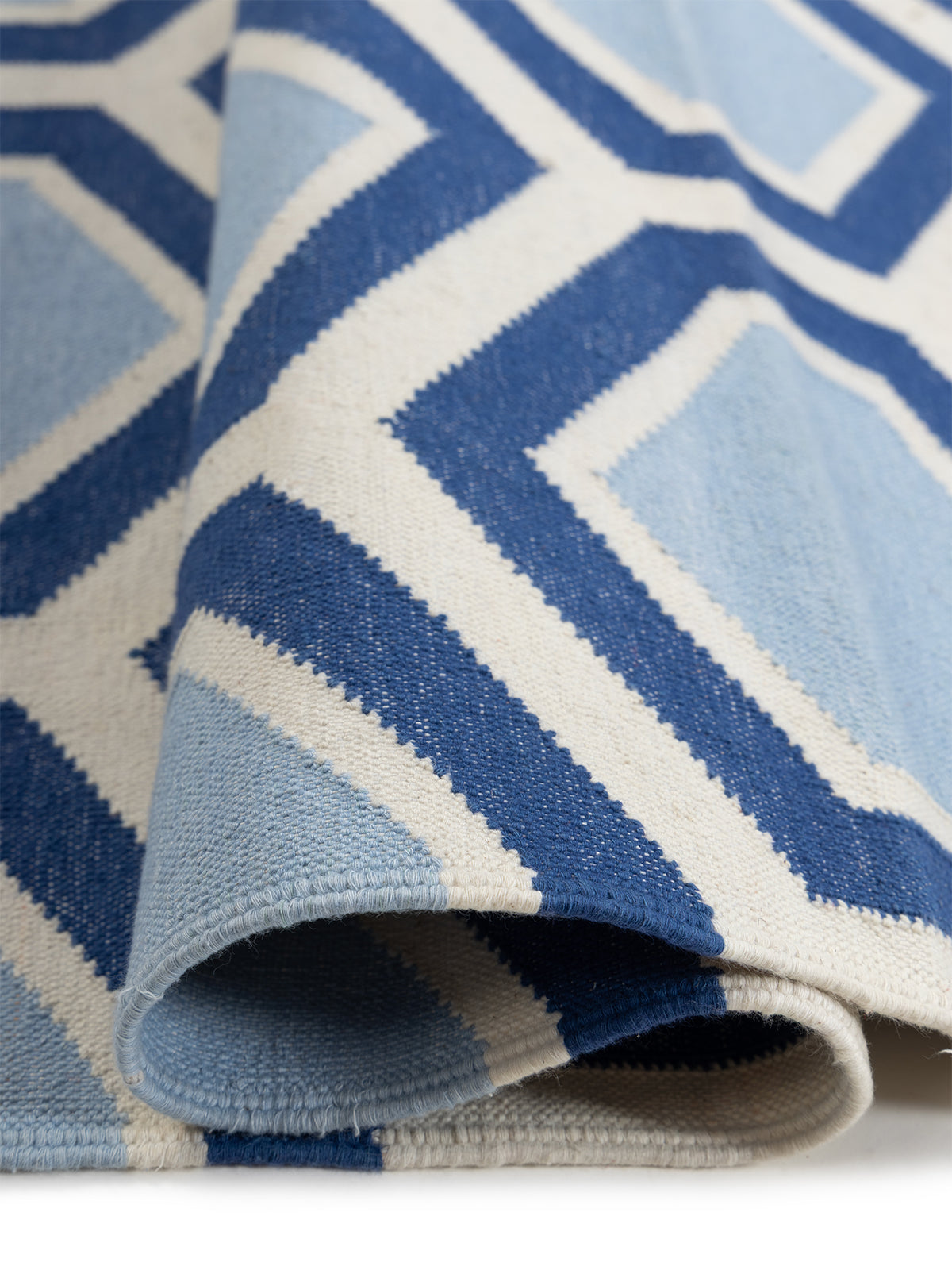Azure Hive Flatweave Rug - texture detail showing cotton surface