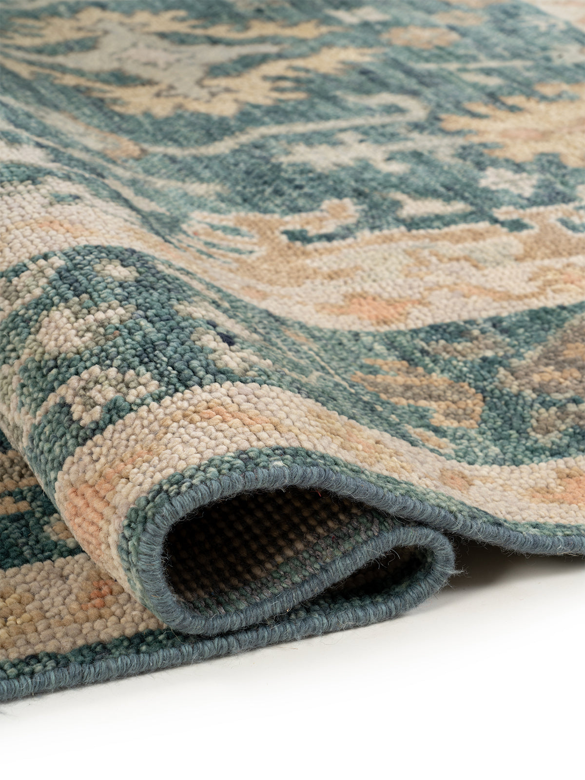 Azure Mahal Wool Rug - additional product view showing the handspun wool rug