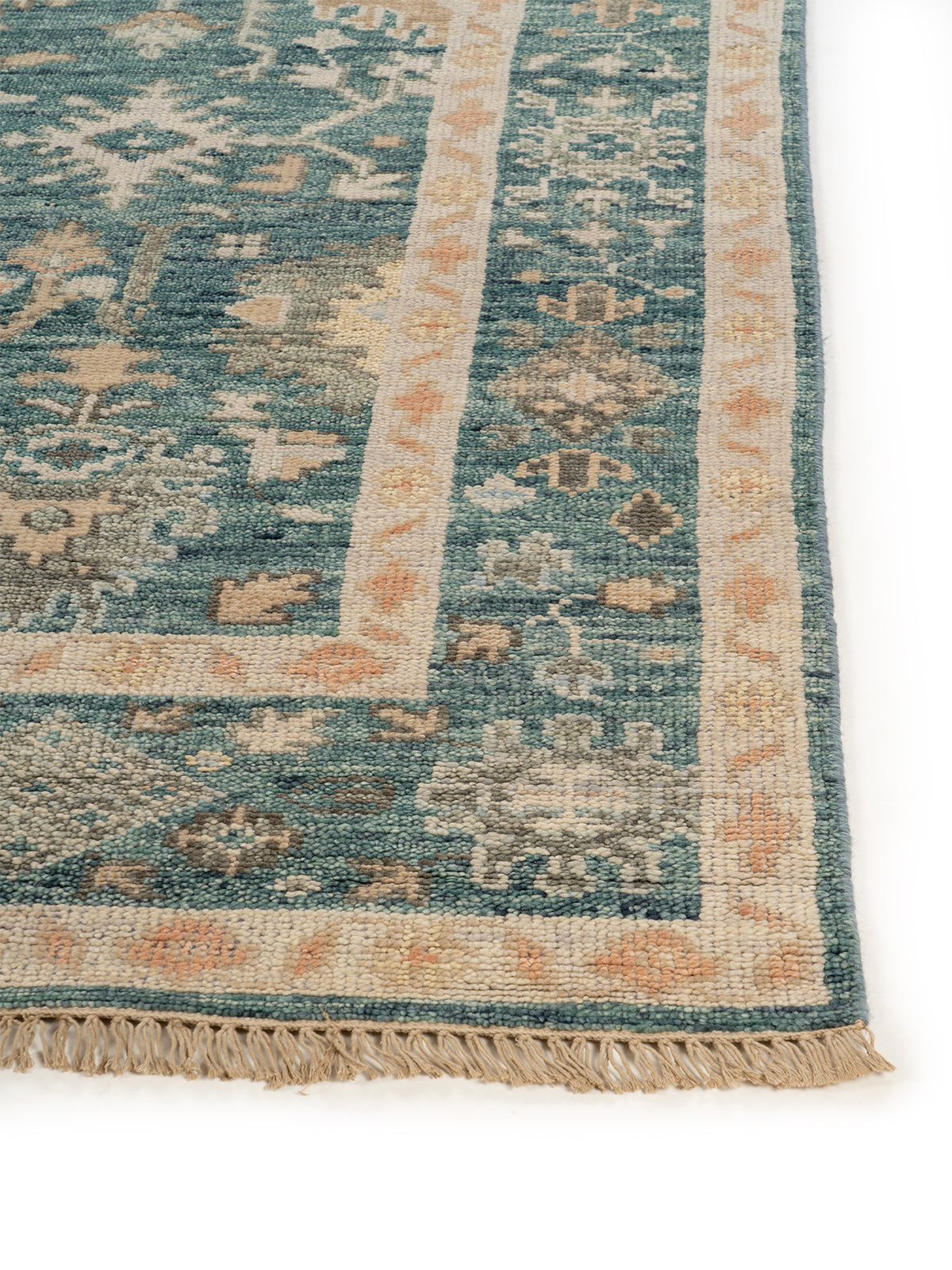 Azure Mahal Wool Rug handspun wool rug styled in a living room interior