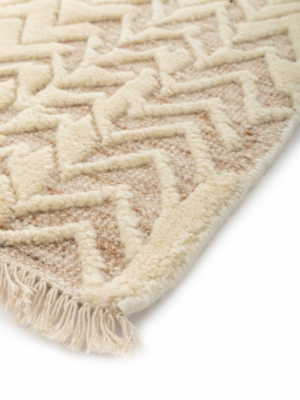 Beige Breeze Hand-Knotted Rug close-up showing the wool weave and surface texture