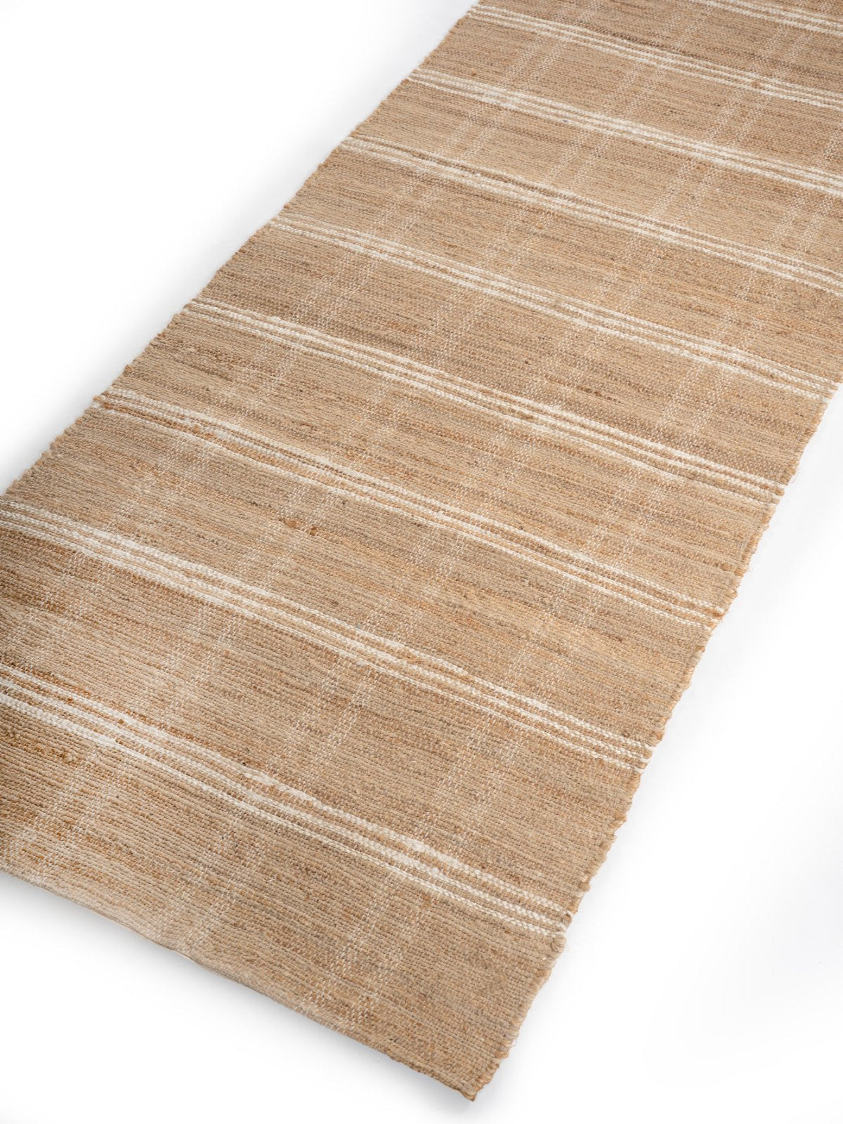 Benin striped Hemp area rug - hemp runner laid in a hallway view