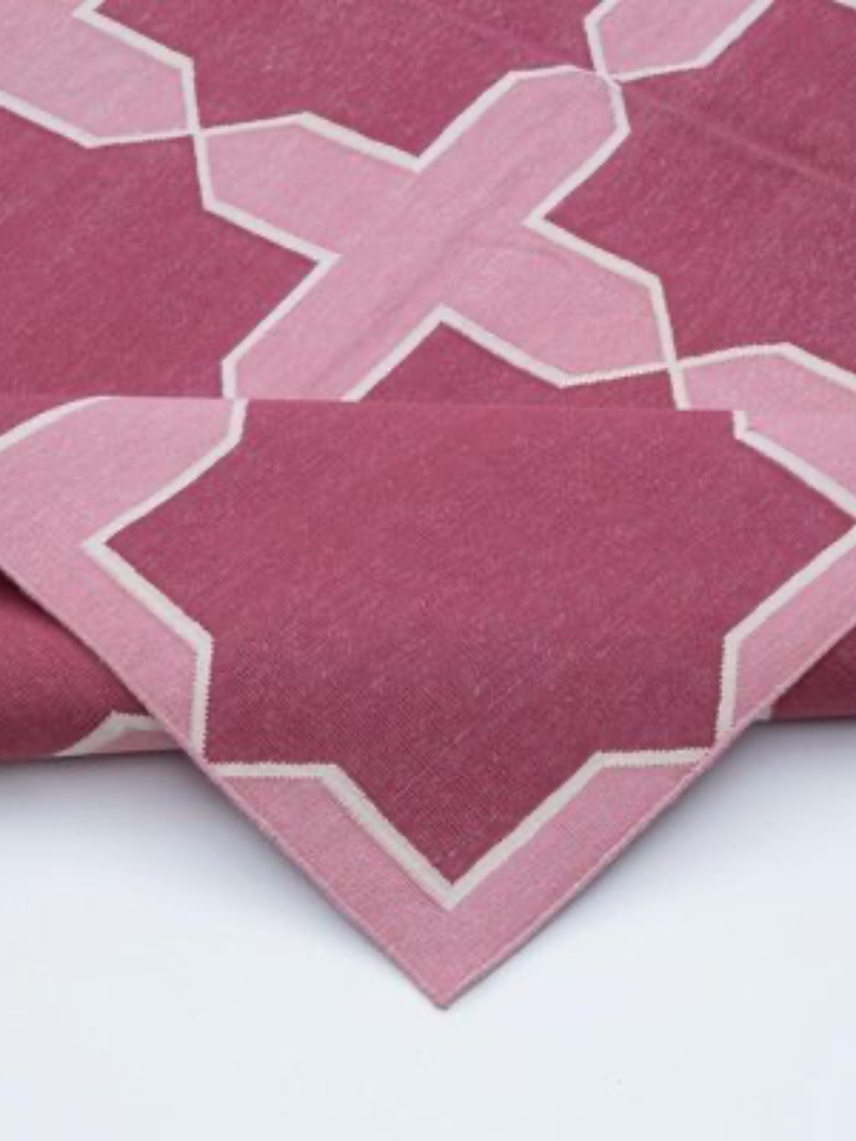 Berry Mosaic Flatweave Rug - texture detail showing cotton surface