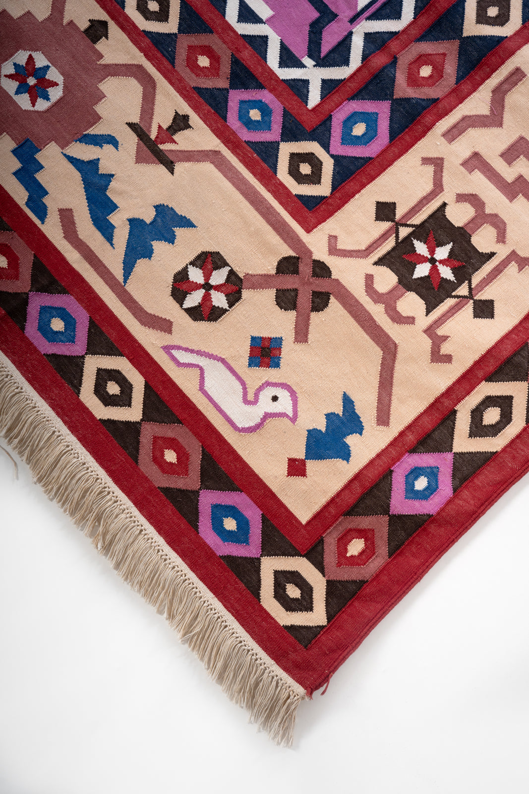 Bikaner Heritage Vintage Cotton Dhurrie Rug close-up showing the cotton weave and traditional motif