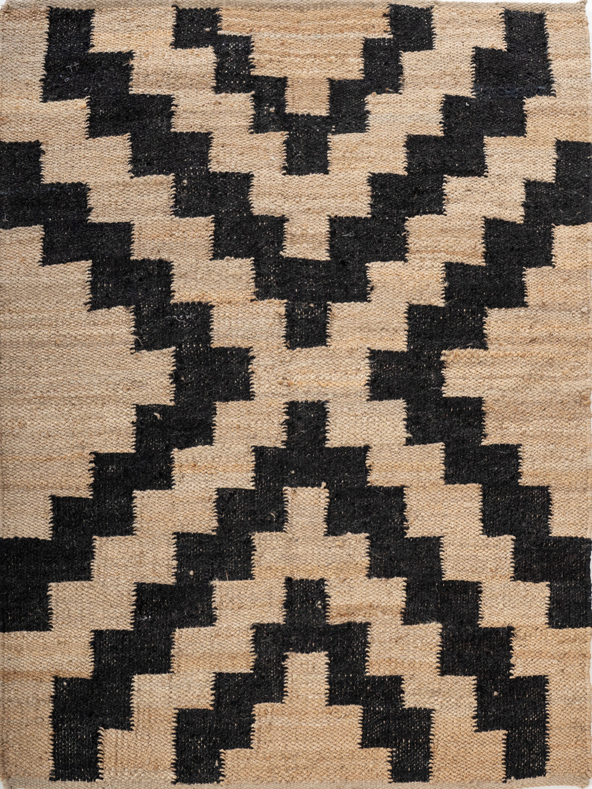Black Geo Jute Rug jute rug in grey tones