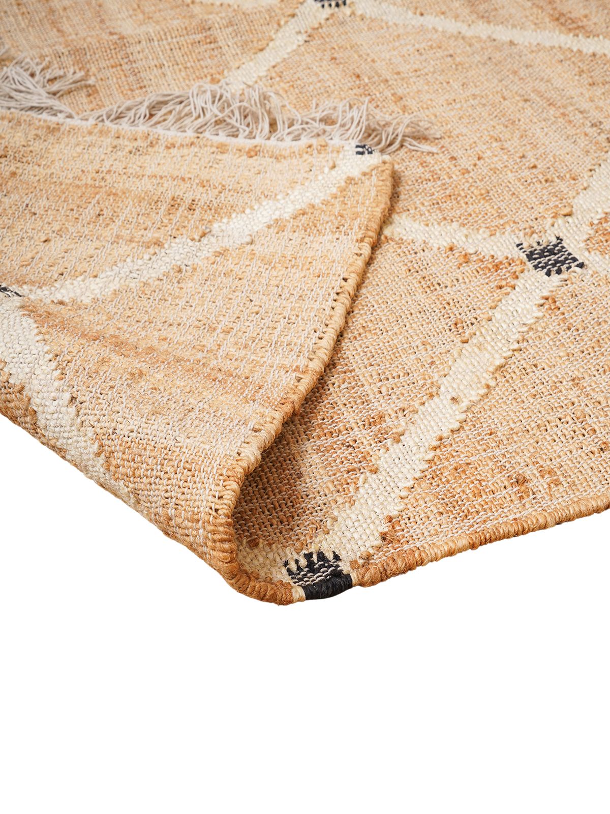 Black & White Natural Diamond Rug detail of the geometric pattern in jute