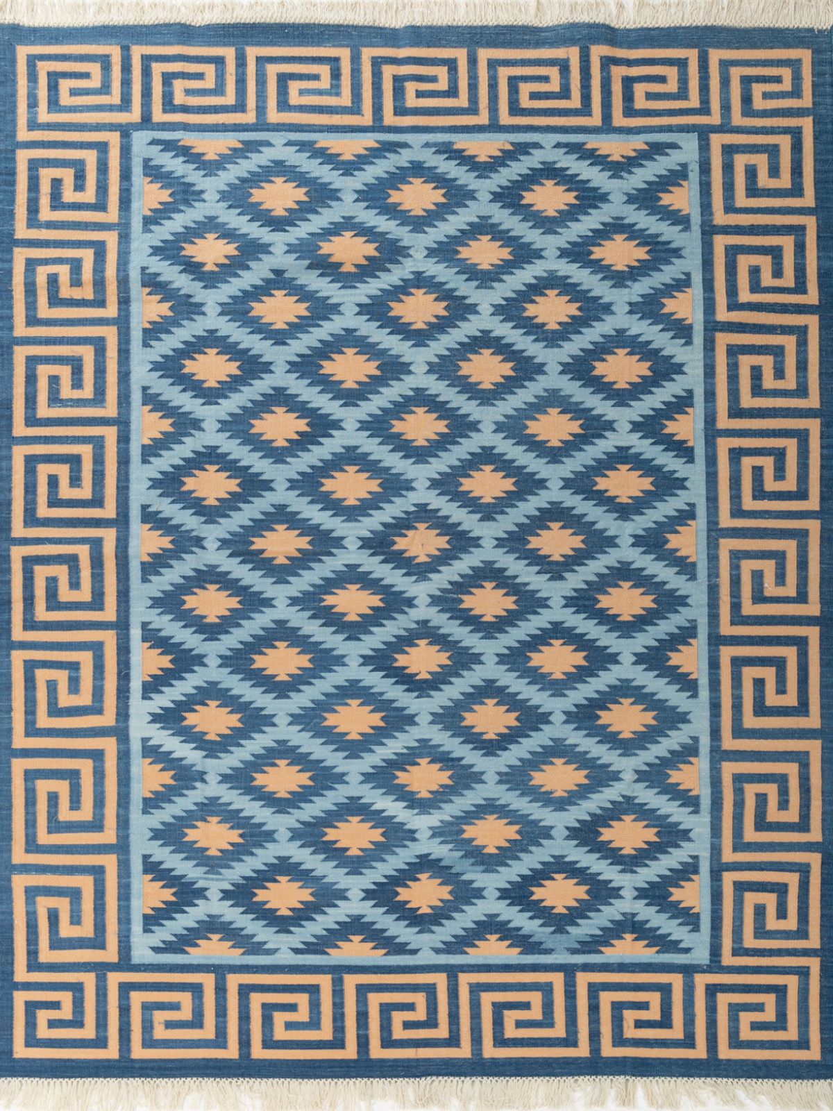 Blue Hellenic Flatweave Rug cotton rug in blue tones