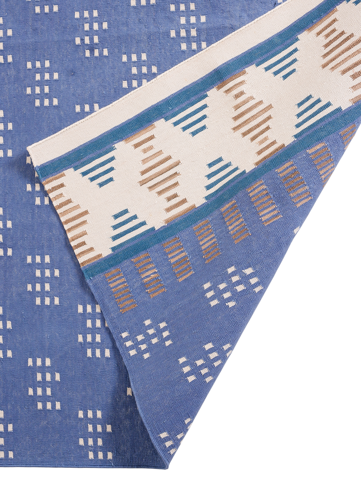 Bluecroft Cotton Flatweave Rug detail of the striped cotton surface and edge finishing