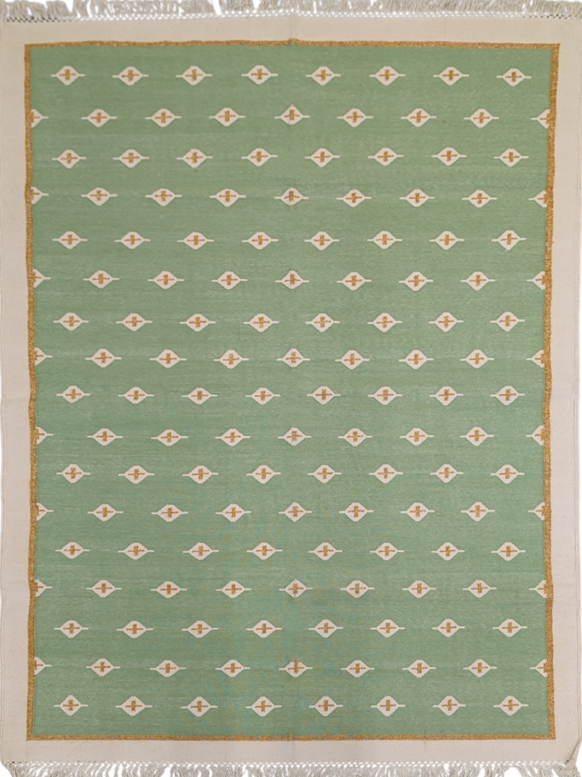 Botanic Bliss Flatweave cotton rug in green tones