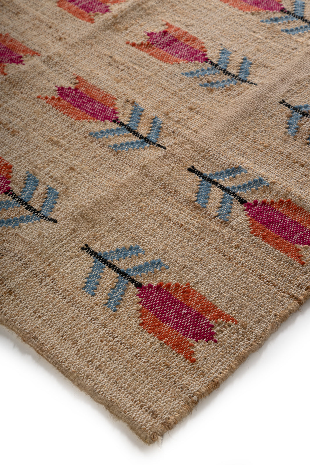 Botanical Bloom close-up showing the wool pile and floral motif