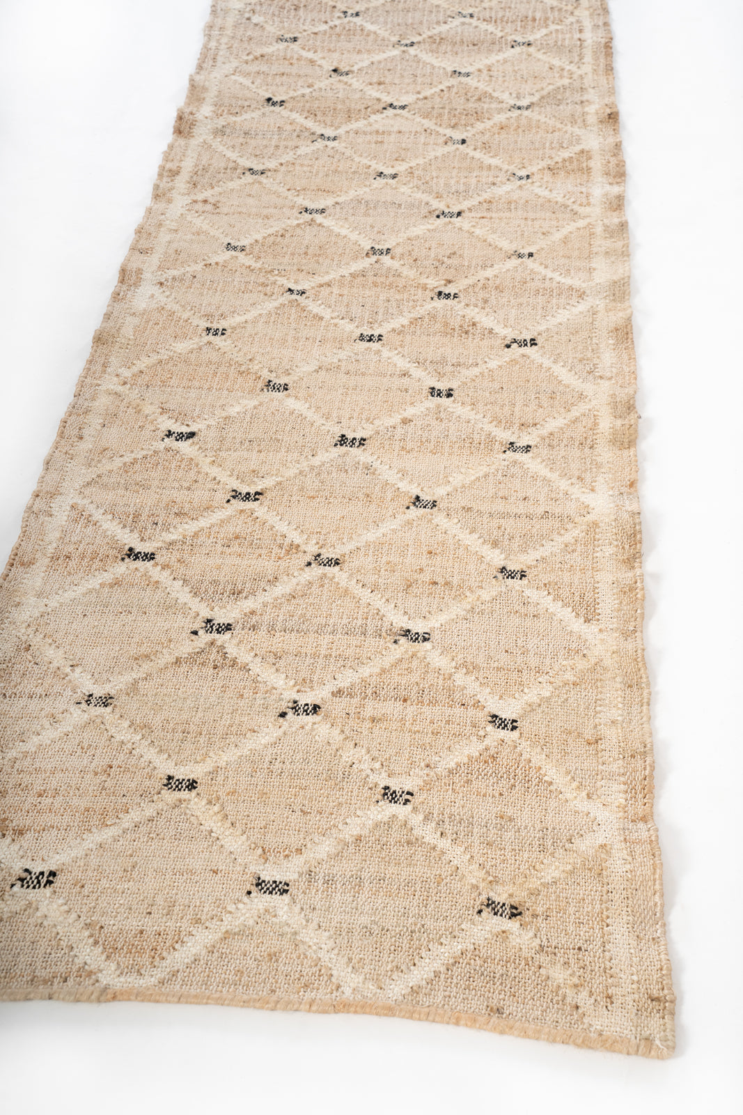 Cairo Artisanal Jute-Cotton Runner - cotton-jute runner laid in a hallway view