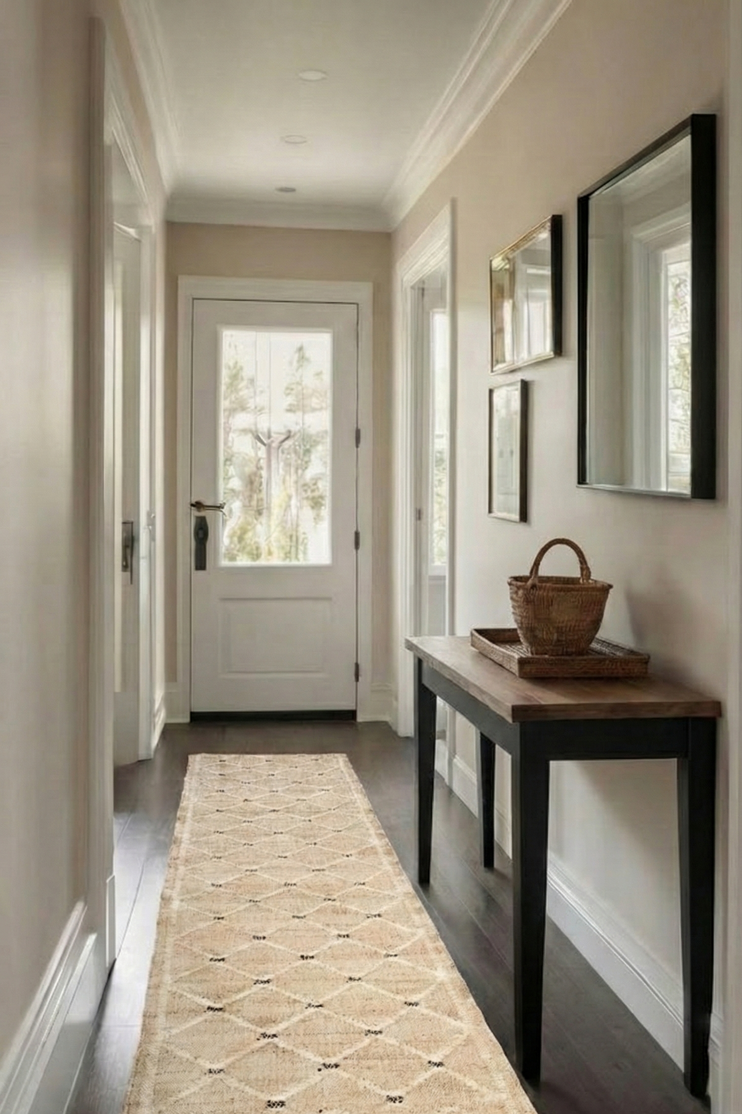 Cairo Artisanal Jute-Cotton Runner - cotton-jute runner laid in a hallway view
