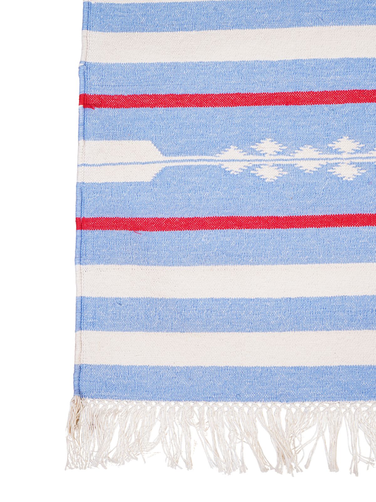 Carolina Charm Flatweave Rug close-up showing the cotton weave and striped pattern