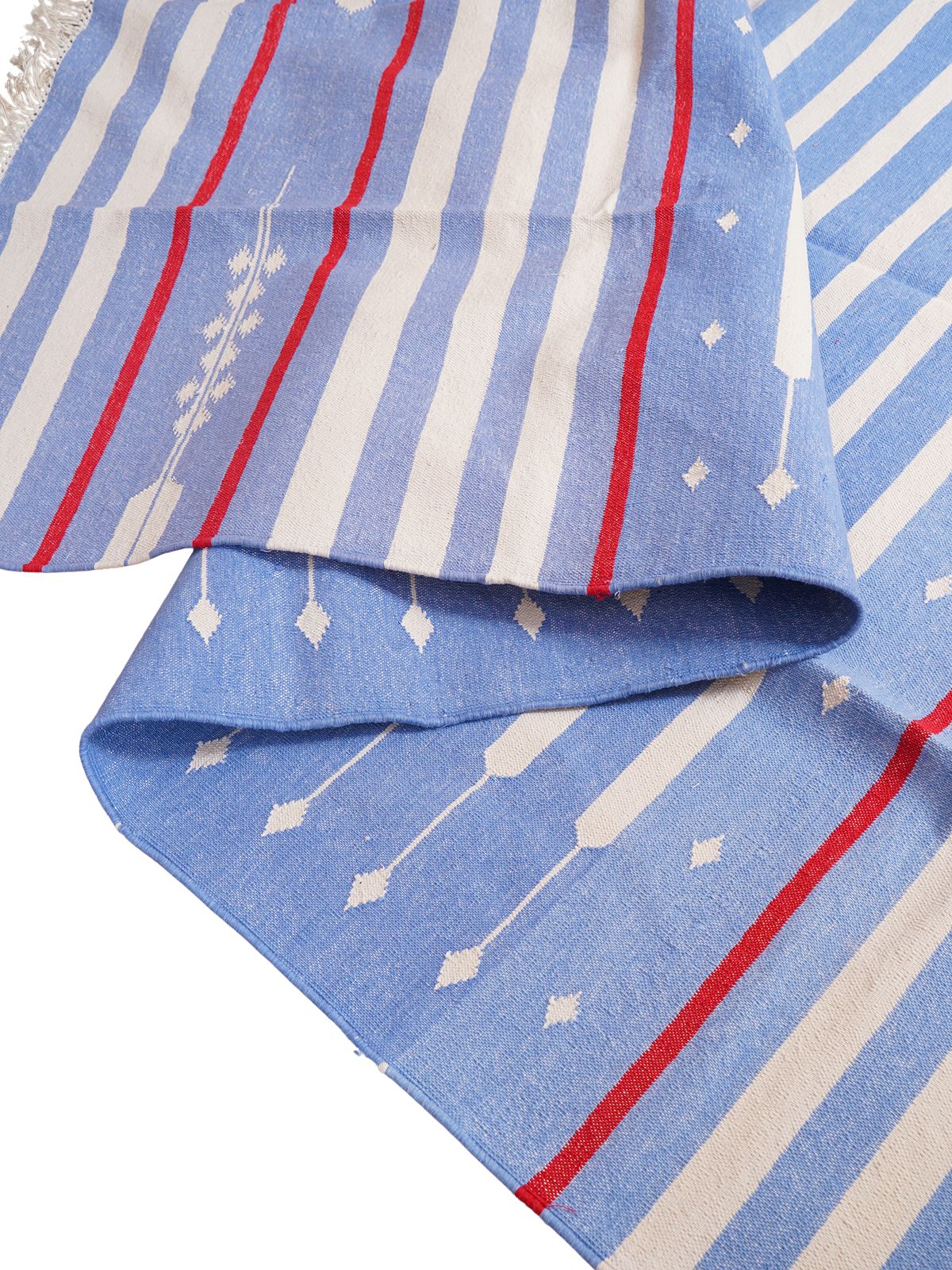 Carolina Charm Flatweave Rug detail of the striped cotton surface and edge finishing