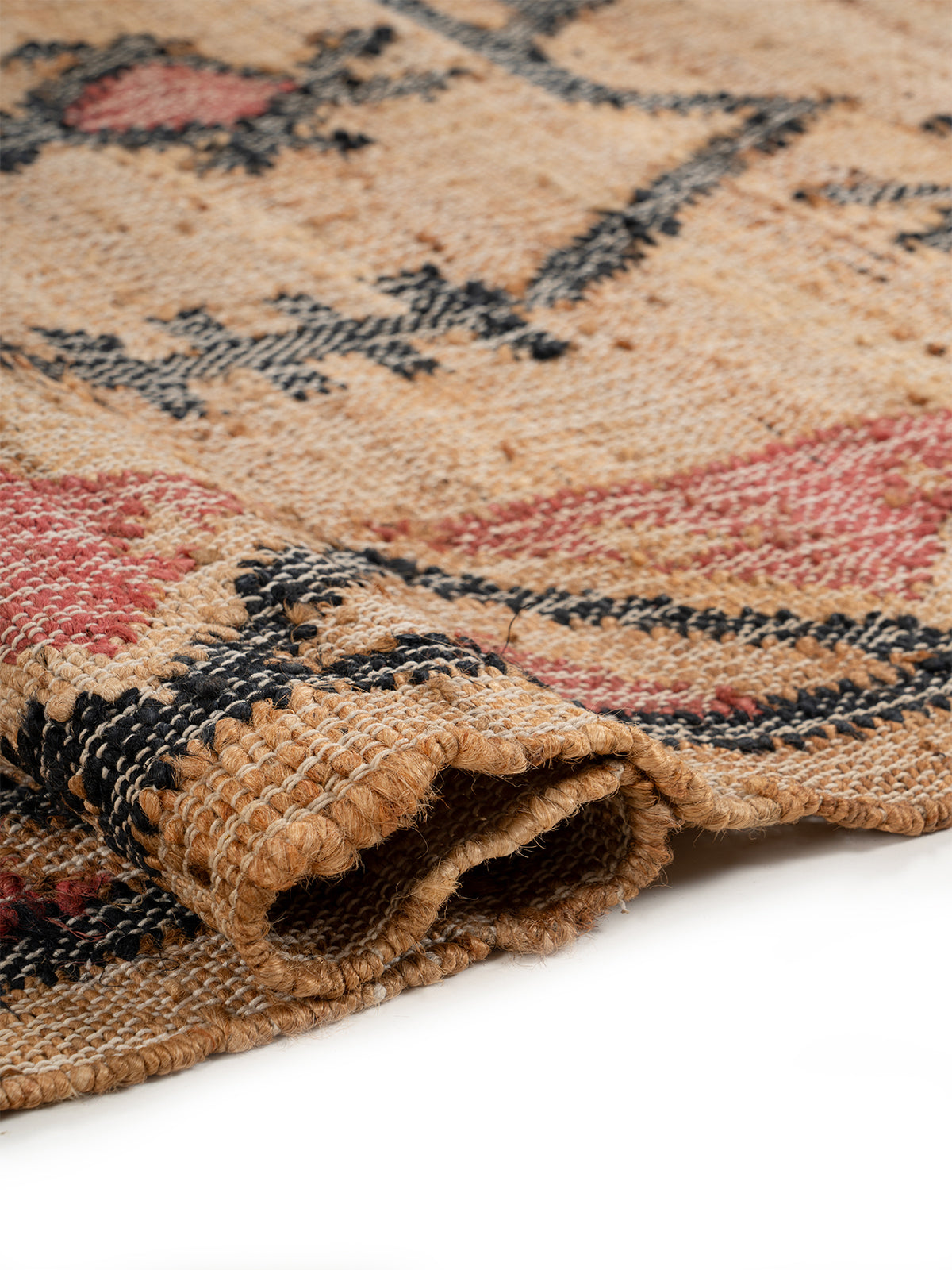 Charcoal Geometric Jute Rug - additional product view showing the jute rug