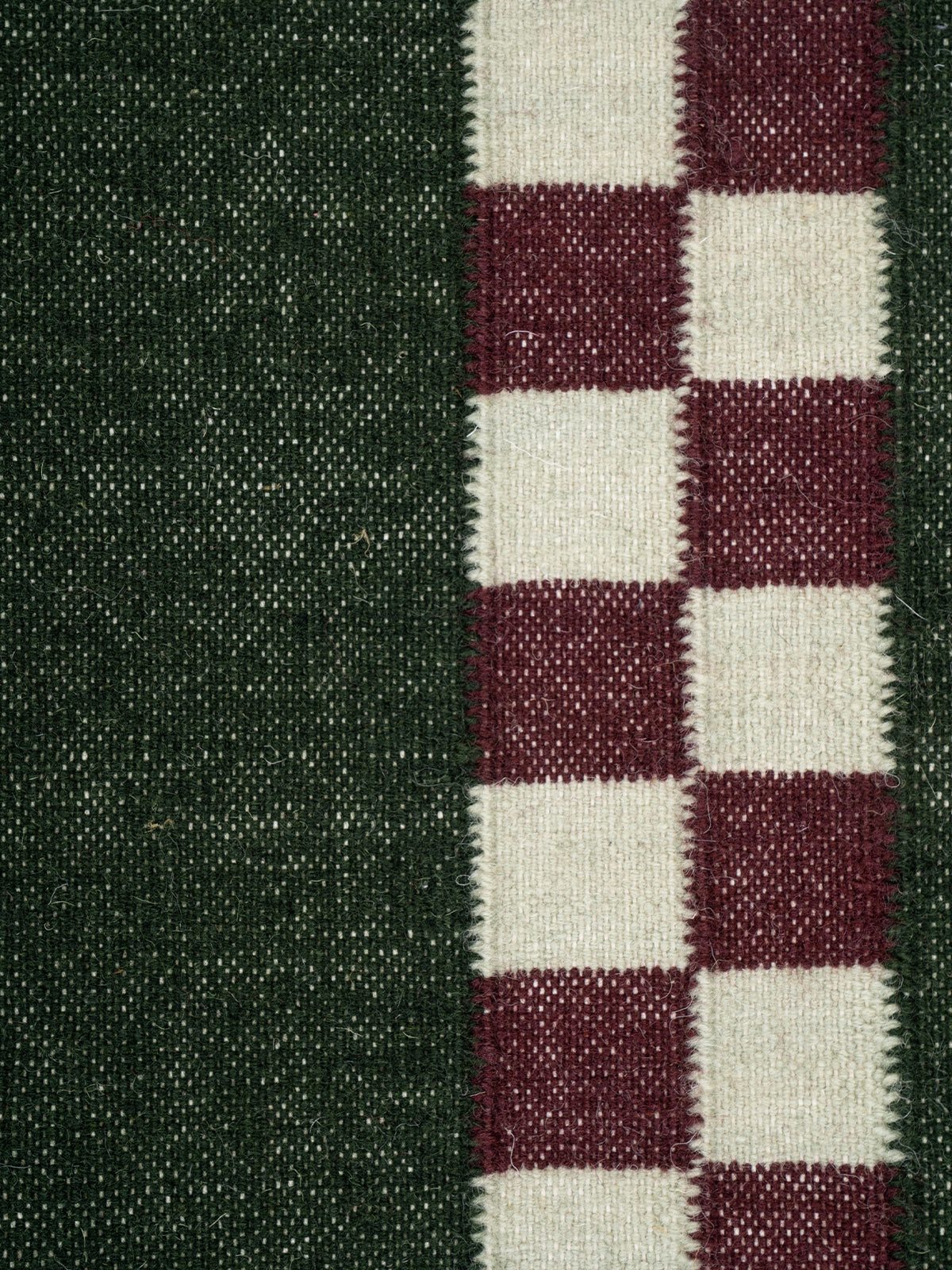 Checkerboard Stream Runner-Sage - cotton runner laid in a hallway view